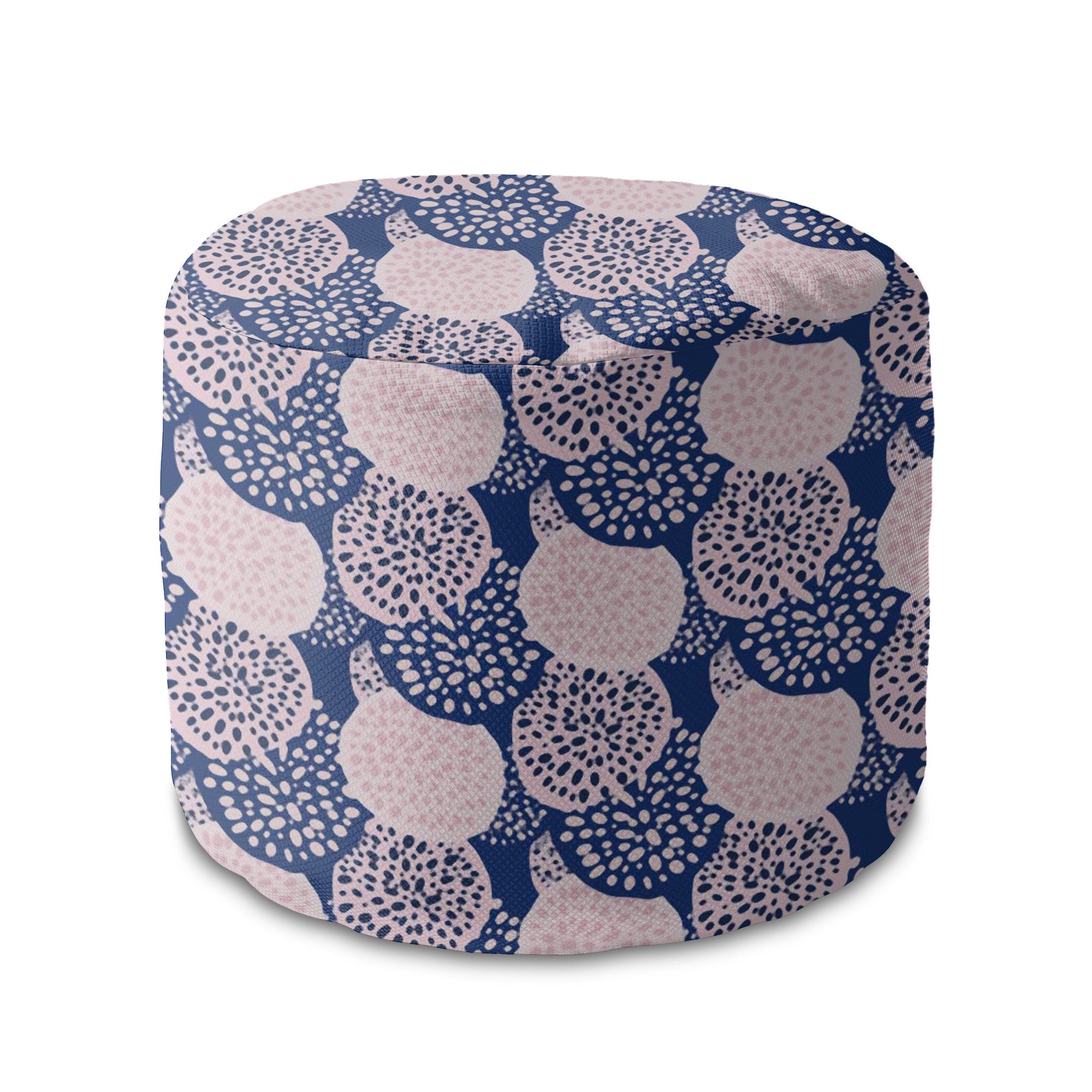 Runder Hocker Fußstütze Pink und Blau Geometrisches Ornament-Oxford