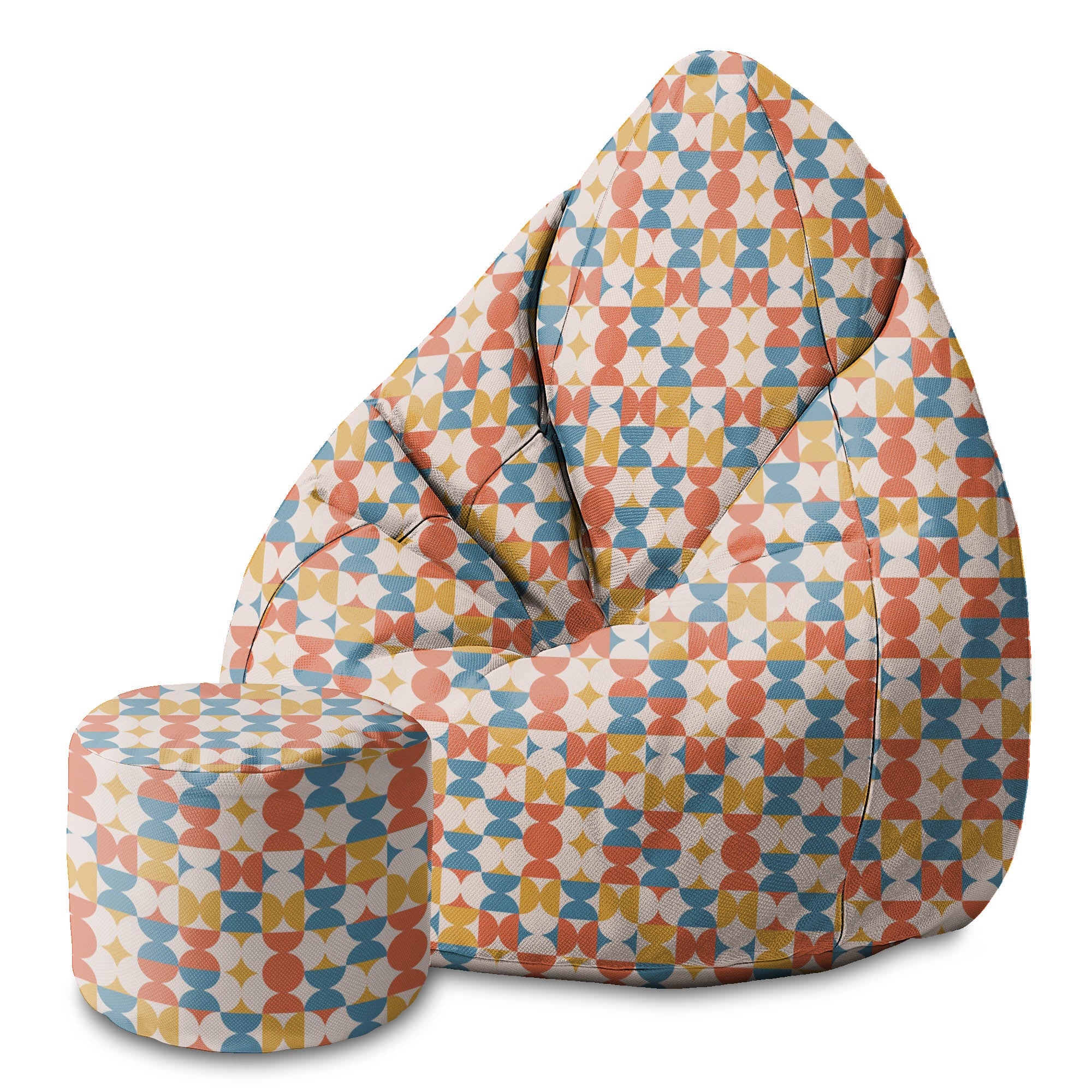 Runder Hocker Fußstütze Geometrisches Retro-Oxford