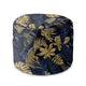 Runder Hocker Fußstütze Monstera Gold Navy Blau-Oxford