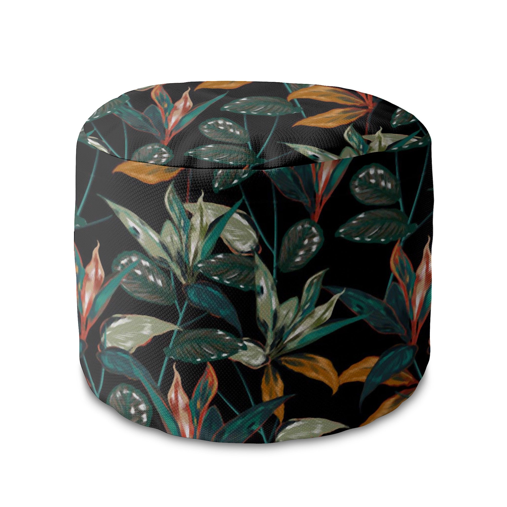 Runder Hocker Fußhocker Black Tropical Forest