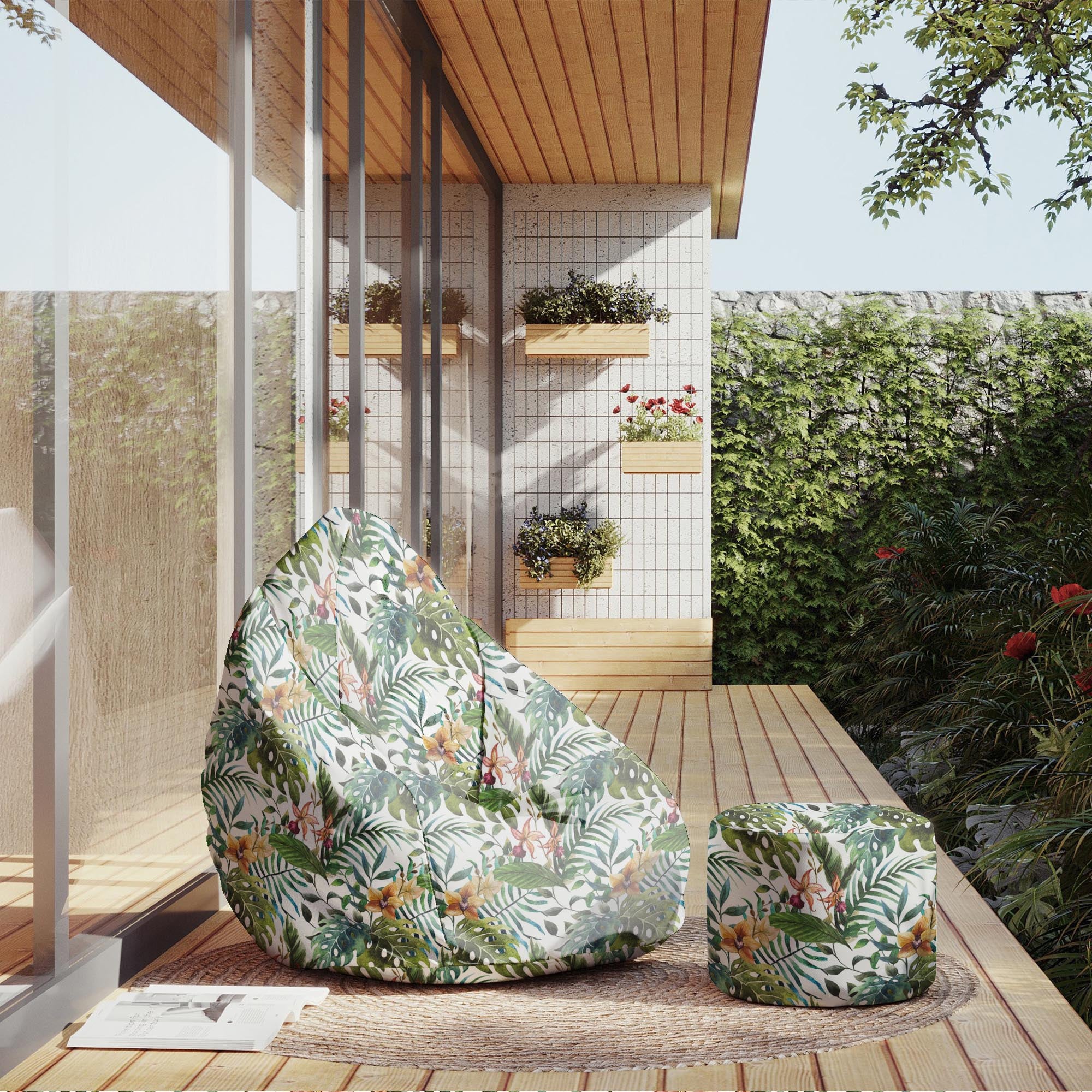 Runder Hocker Fußstütze Blumen Aquarell