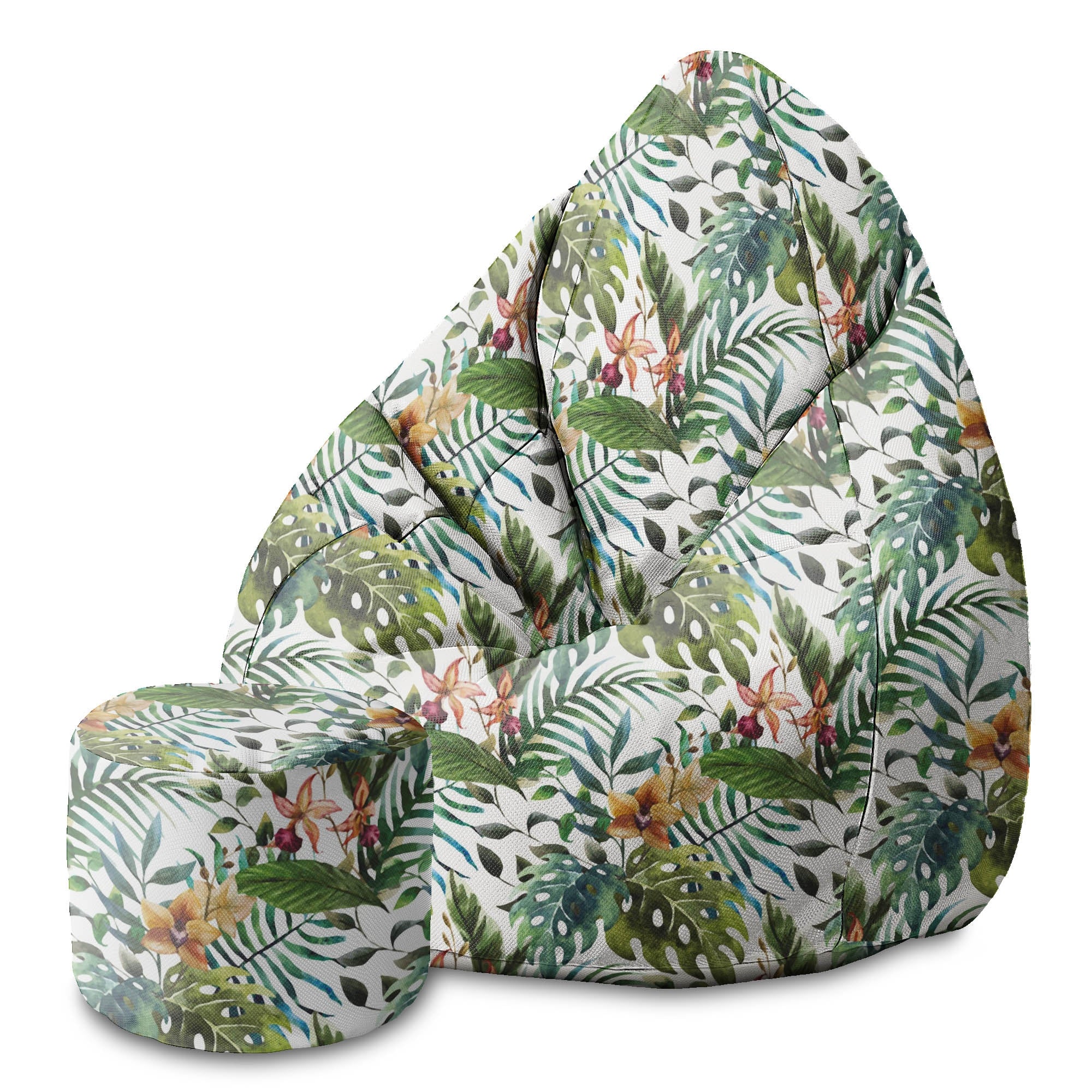 Runder Hocker Fußstütze Blumen Aquarell-Oxford