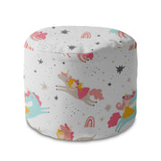 Round Pouf Footrest Unicorn Princess-Panama