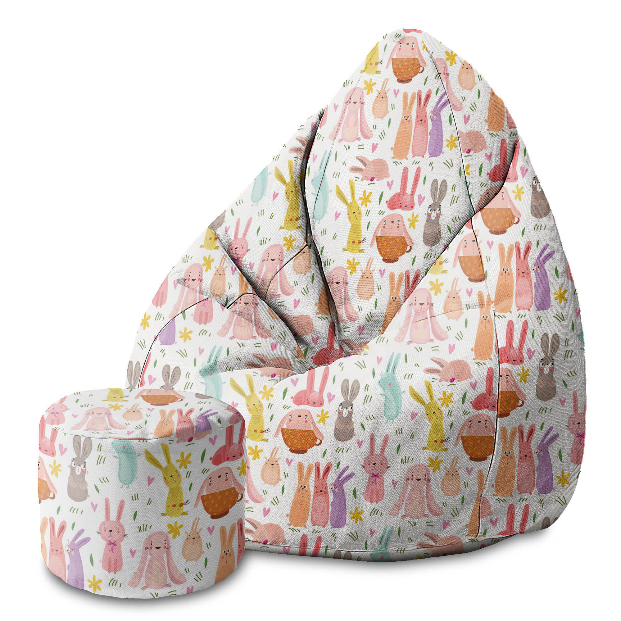 Runder Hocker Fußstütze Colorful Rabbits-Oxford