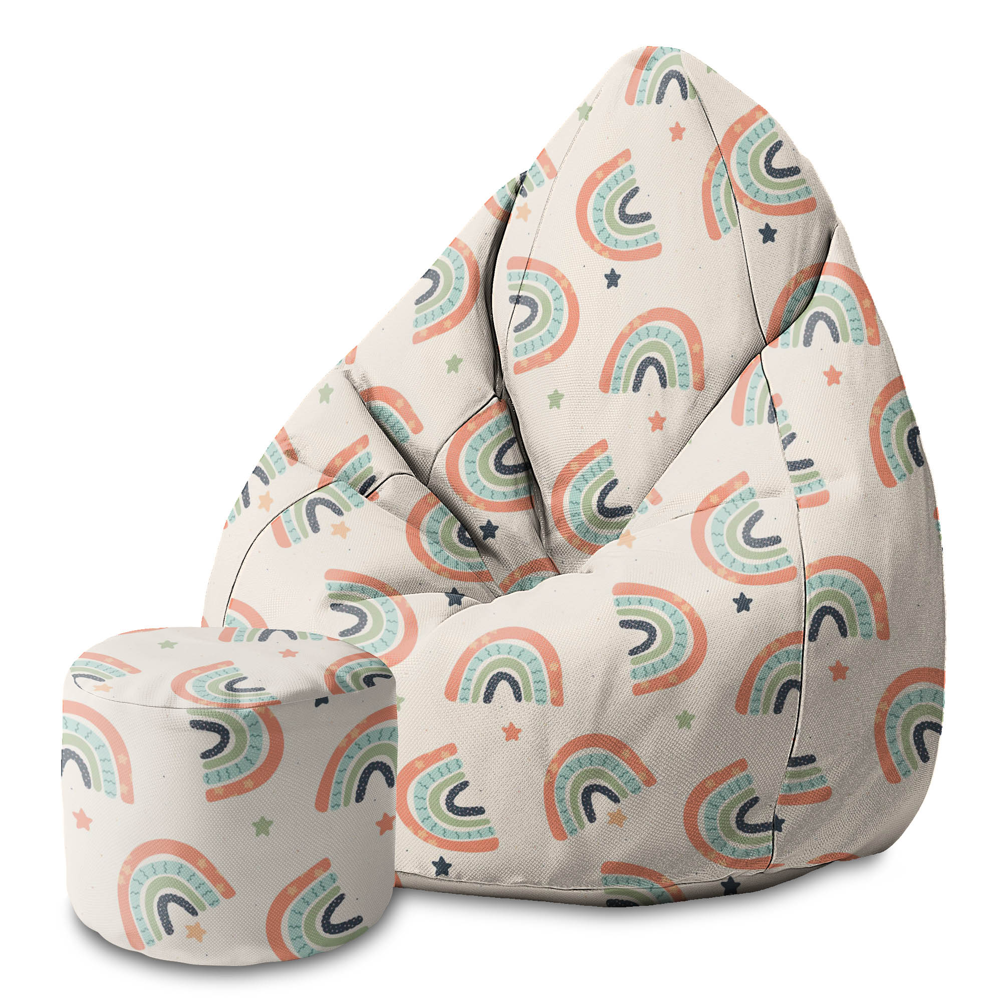 Runder Hocker Fußstütze Boho Rainbow with Stars-Oxford