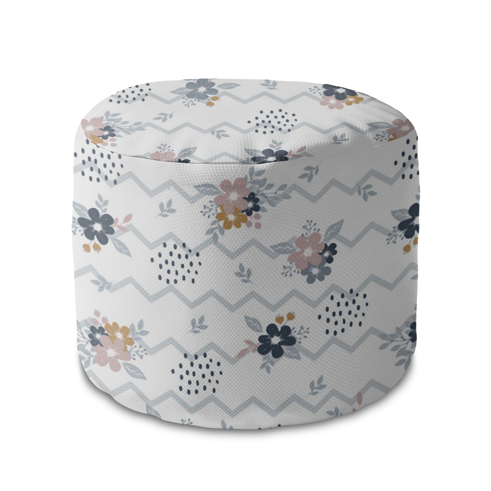 Runder Hocker Fußstütze Chevron und Blumen