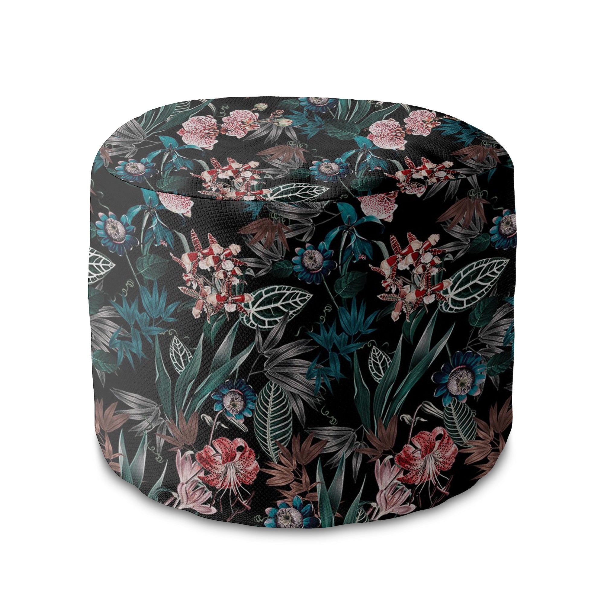 Runder Hocker Fußstütze Dark Botanical-Panama