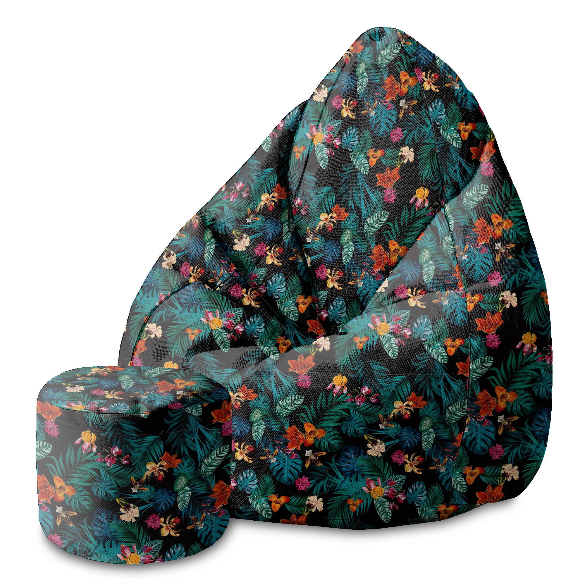 Runder Hocker Fußstütze Dark Botanical Red