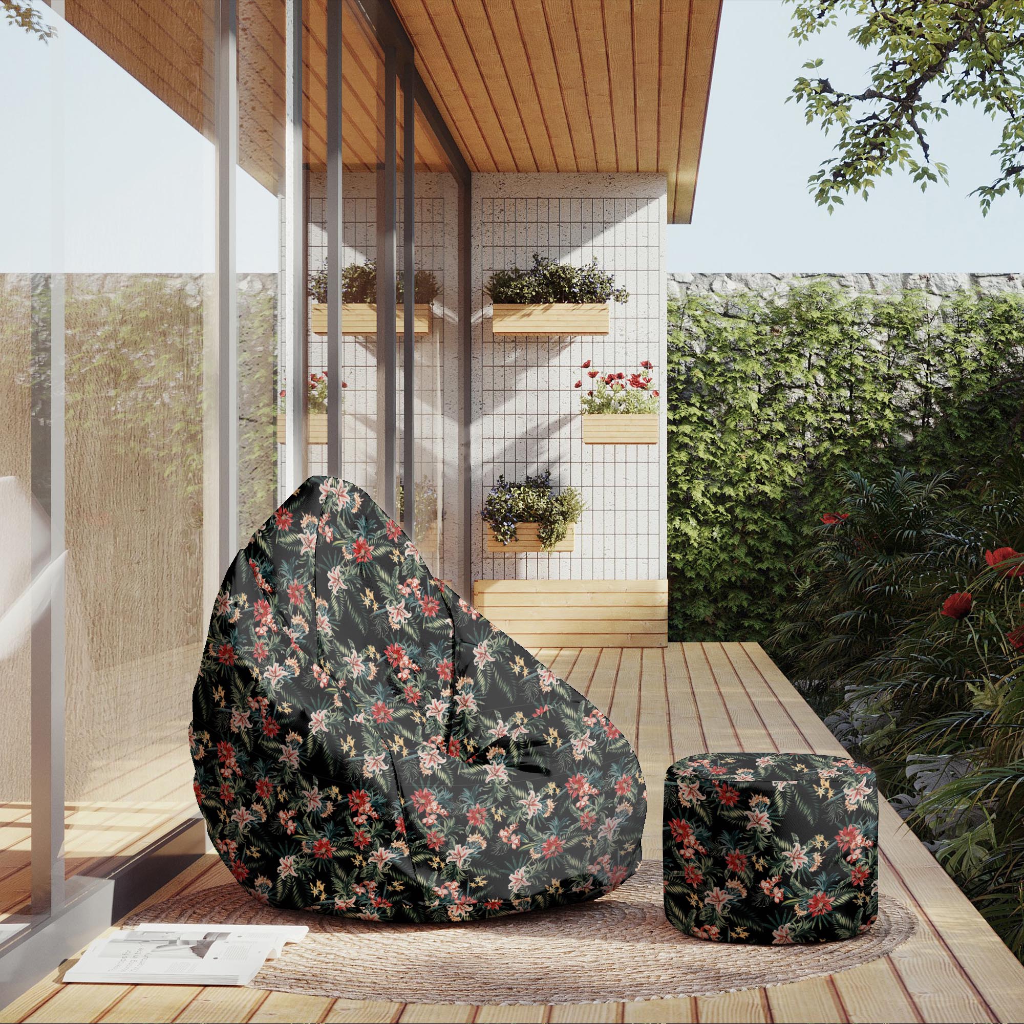 Runder Hocker Fußstütze Dark Jungle Exotic