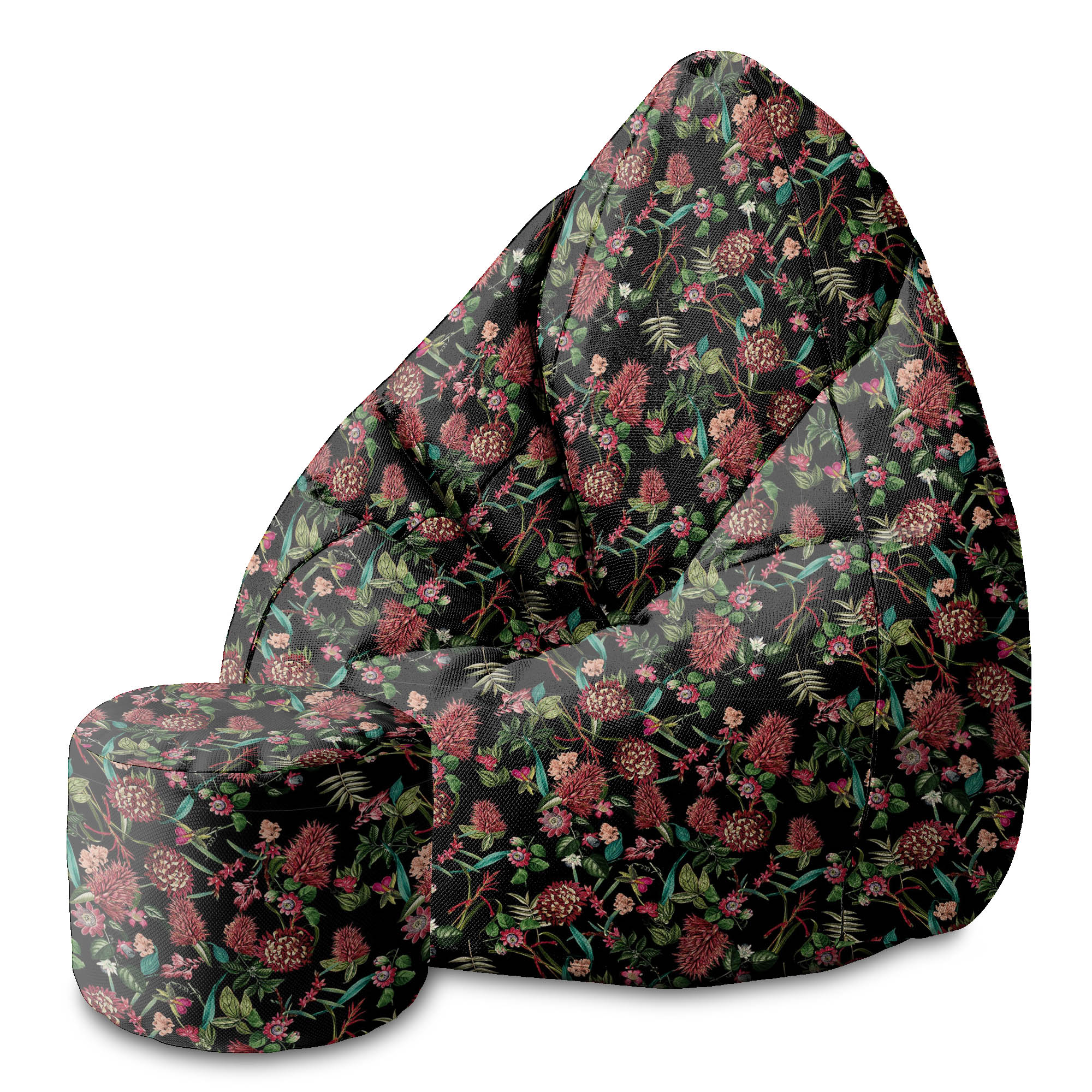 Runder Hocker Fußstütze Dark Jungle Red-Oxford