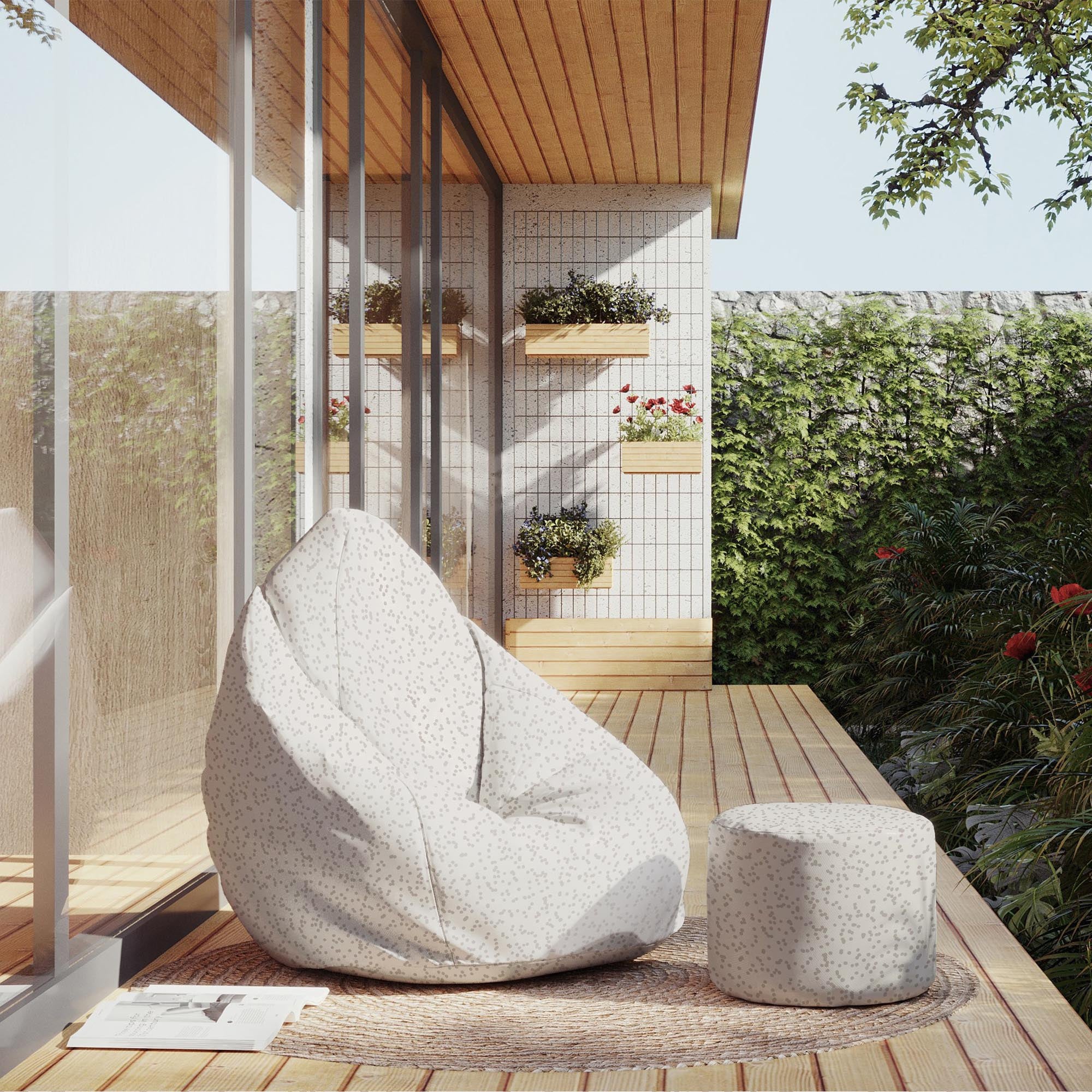 Runder Hocker Fußstütze Beige Dots-Panama