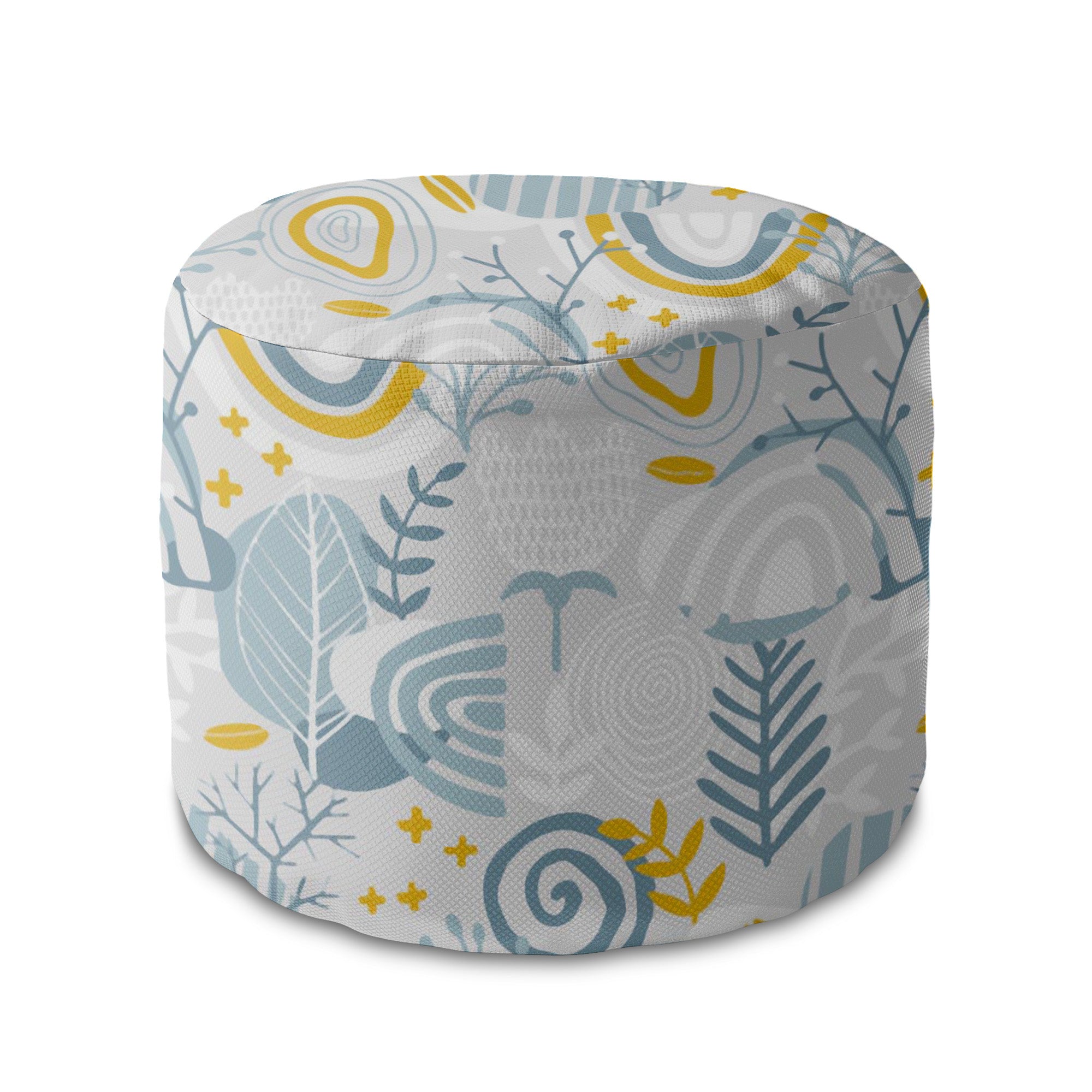 Runder Hocker Fußstütze Grey Floral Pattern