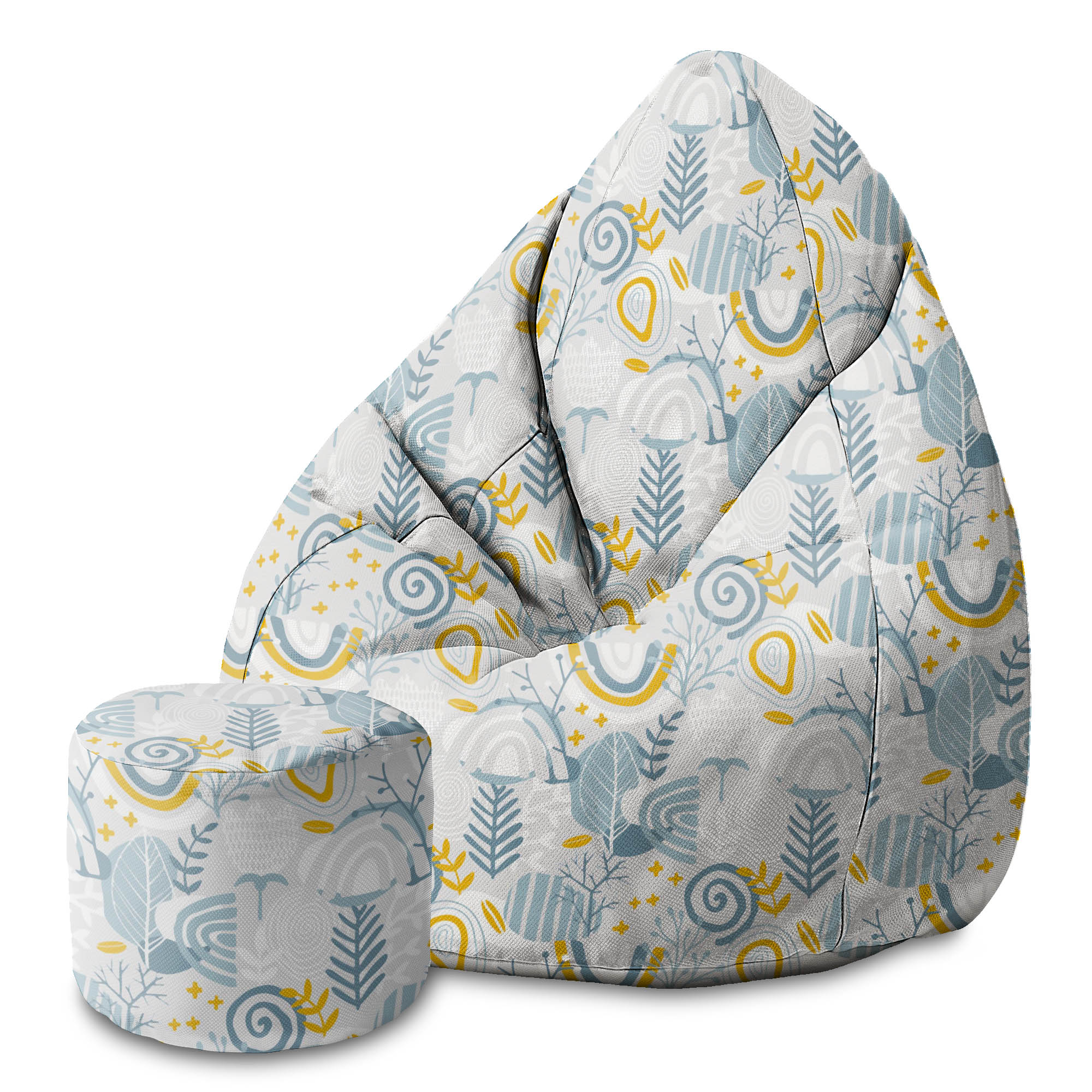 Runder Hocker Fußstütze Grey Floral Pattern