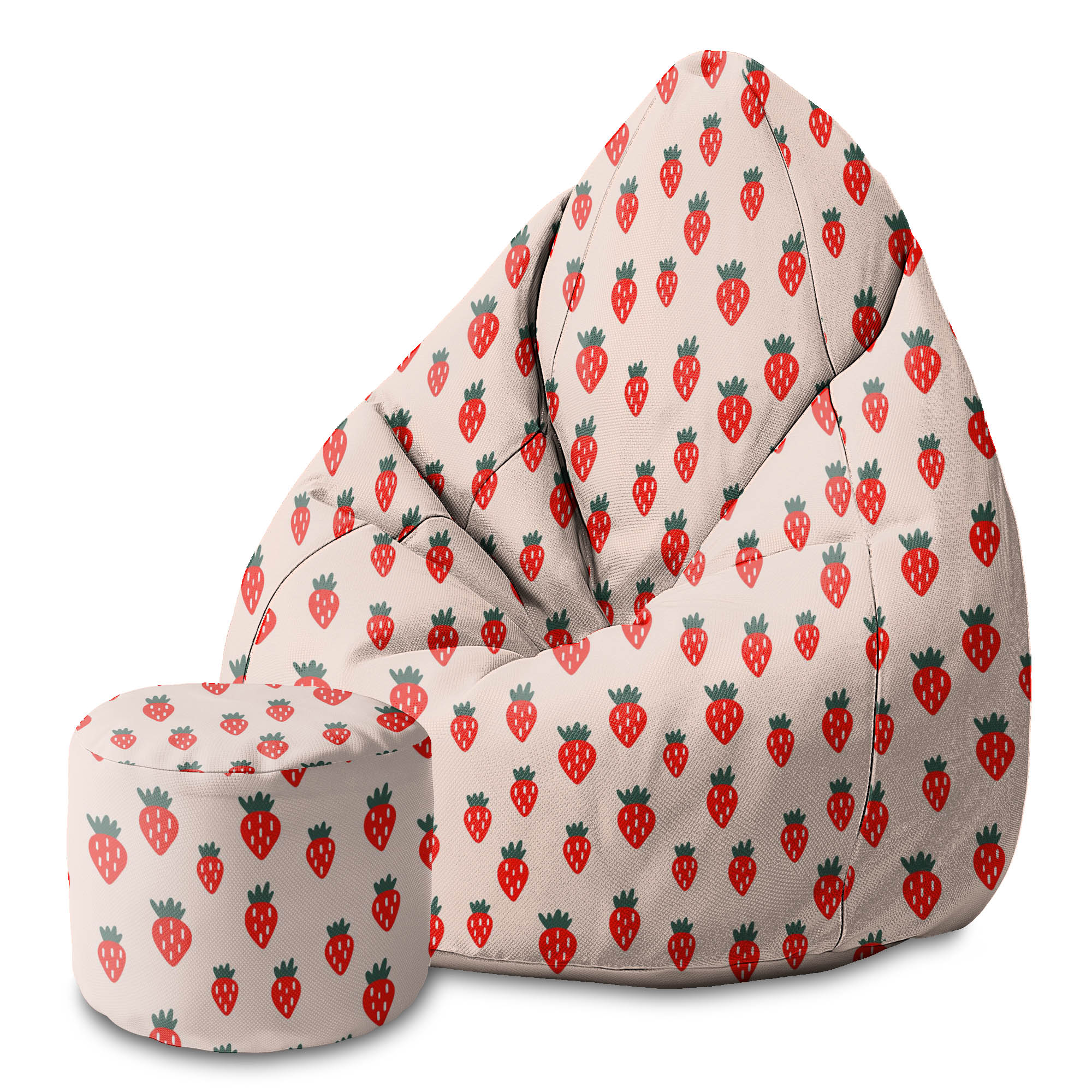 Round Pouf Footstool Strawberry Jam-Panama