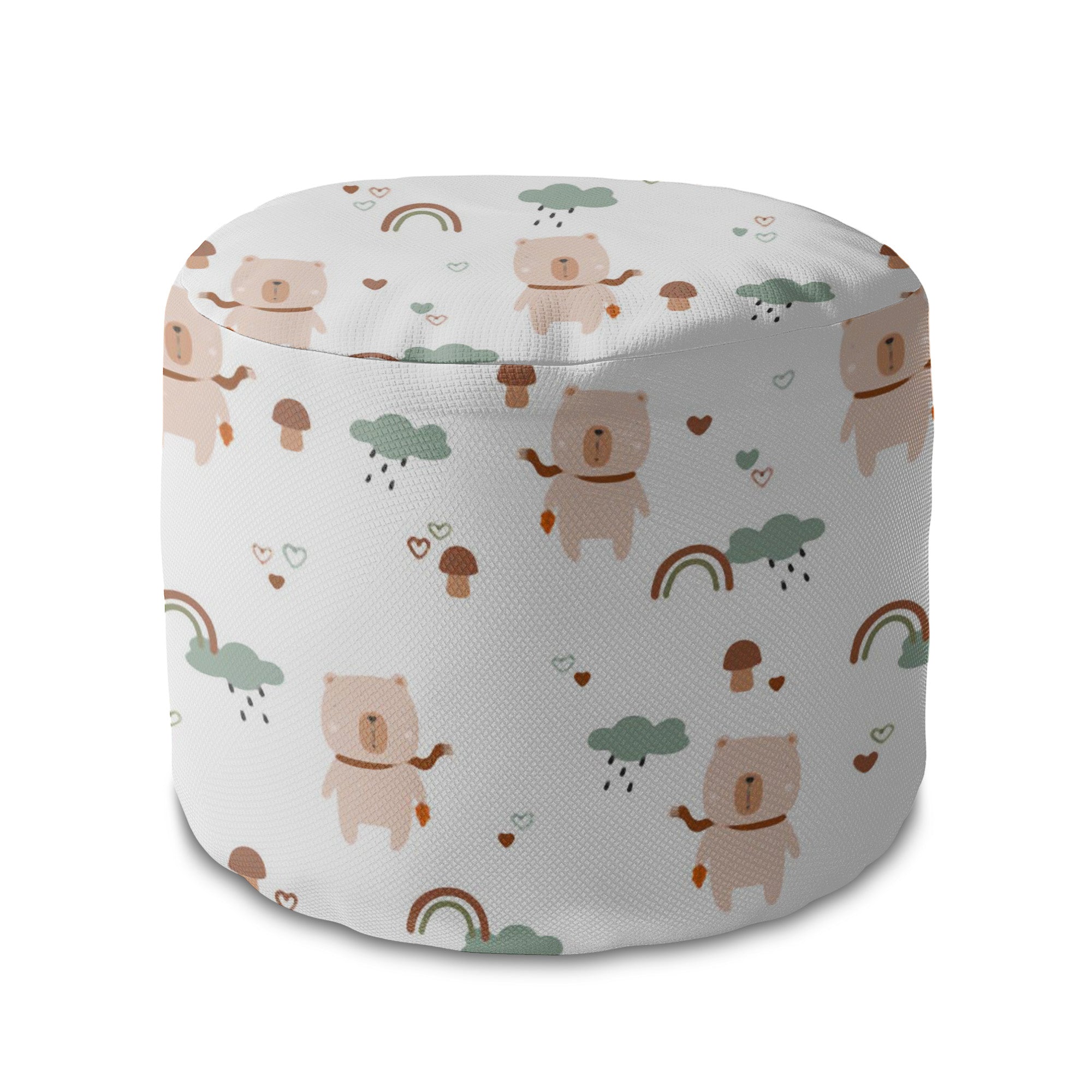 Runder Hocker Fußhocker Bear and Mushrooms