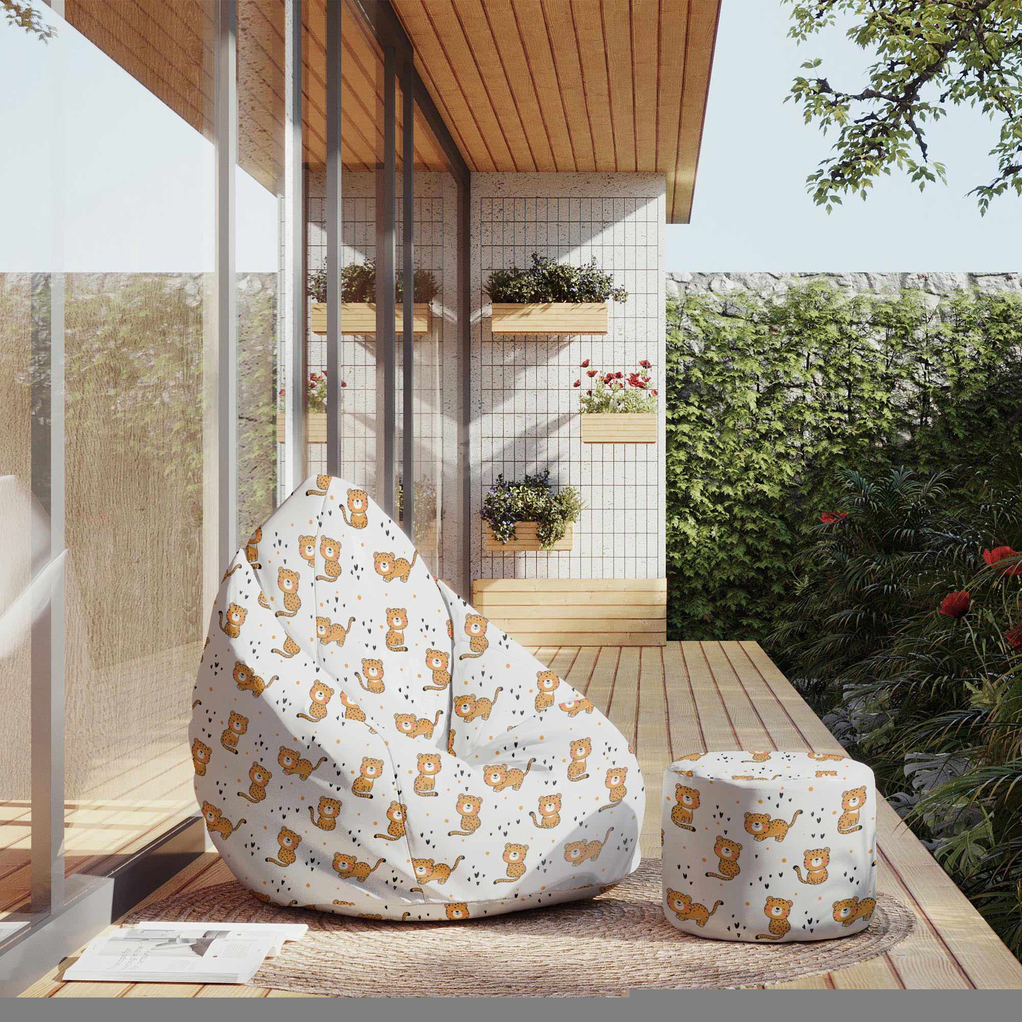 Runder Hocker Fußhocker Baby Tiger