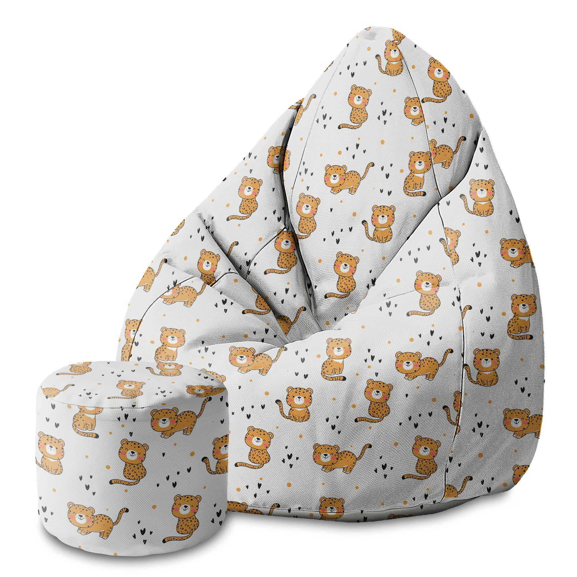 Runder Hocker Fußhocker Baby Tiger