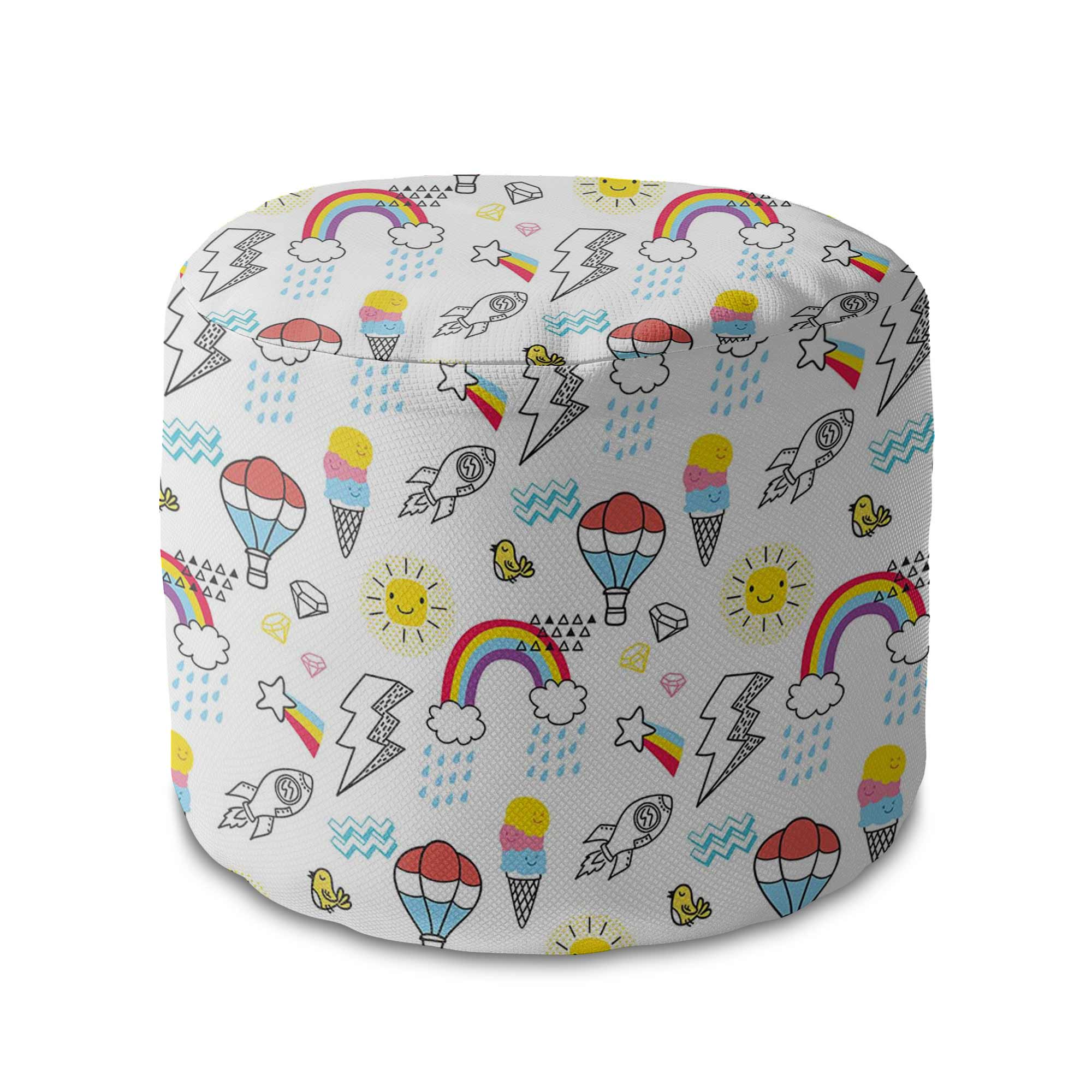 Runder Hocker Fußhocker Ballons and Rainbows-Velvet