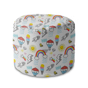 Runder Hocker Fußhocker Ballons and Rainbows