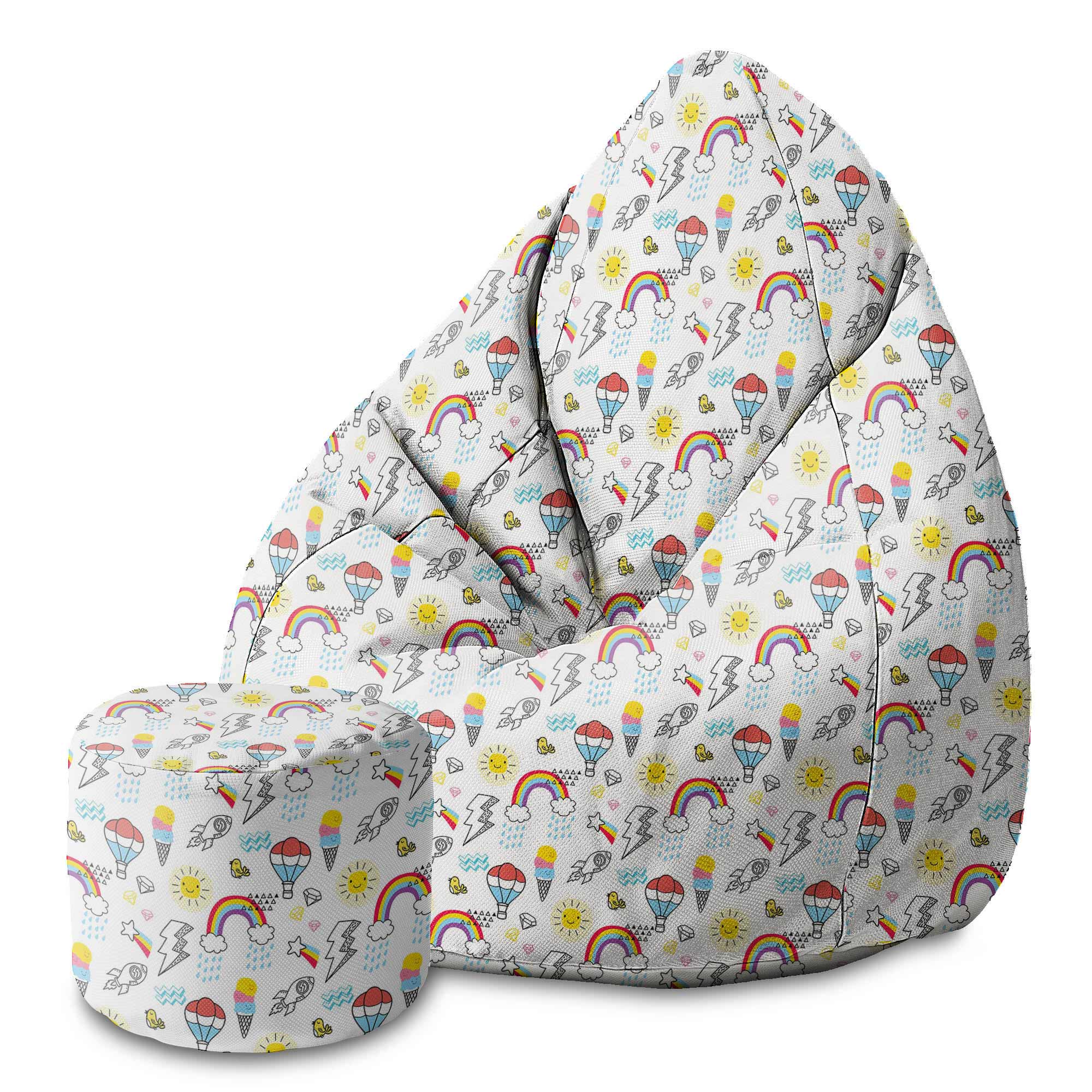 Runder Hocker Fußhocker Ballons and Rainbows-Velvet