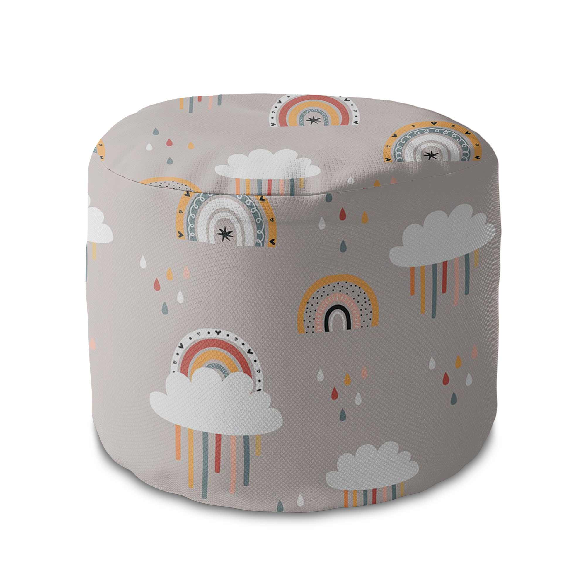 Runder Hocker Fußstütze Beige Rainbow