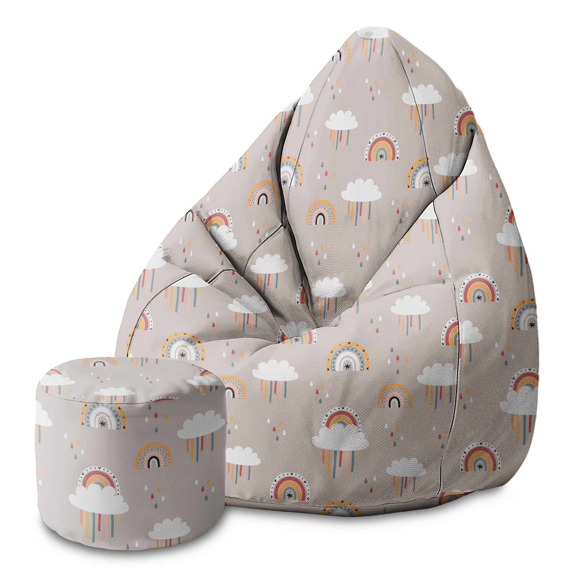 Runder Hocker Fußstütze Beige Rainbow