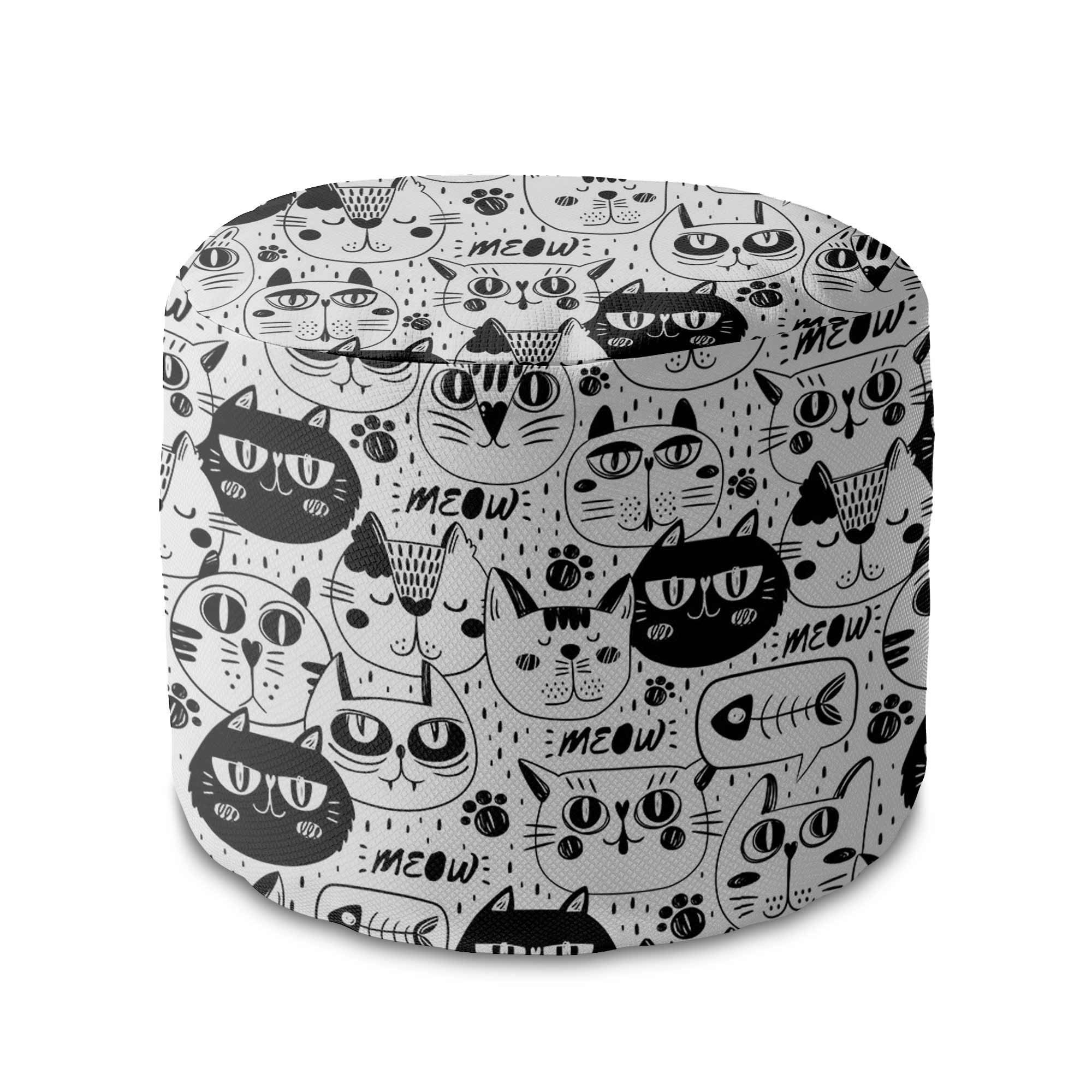 Runder Hocker Fußstütze Black and White Cats
