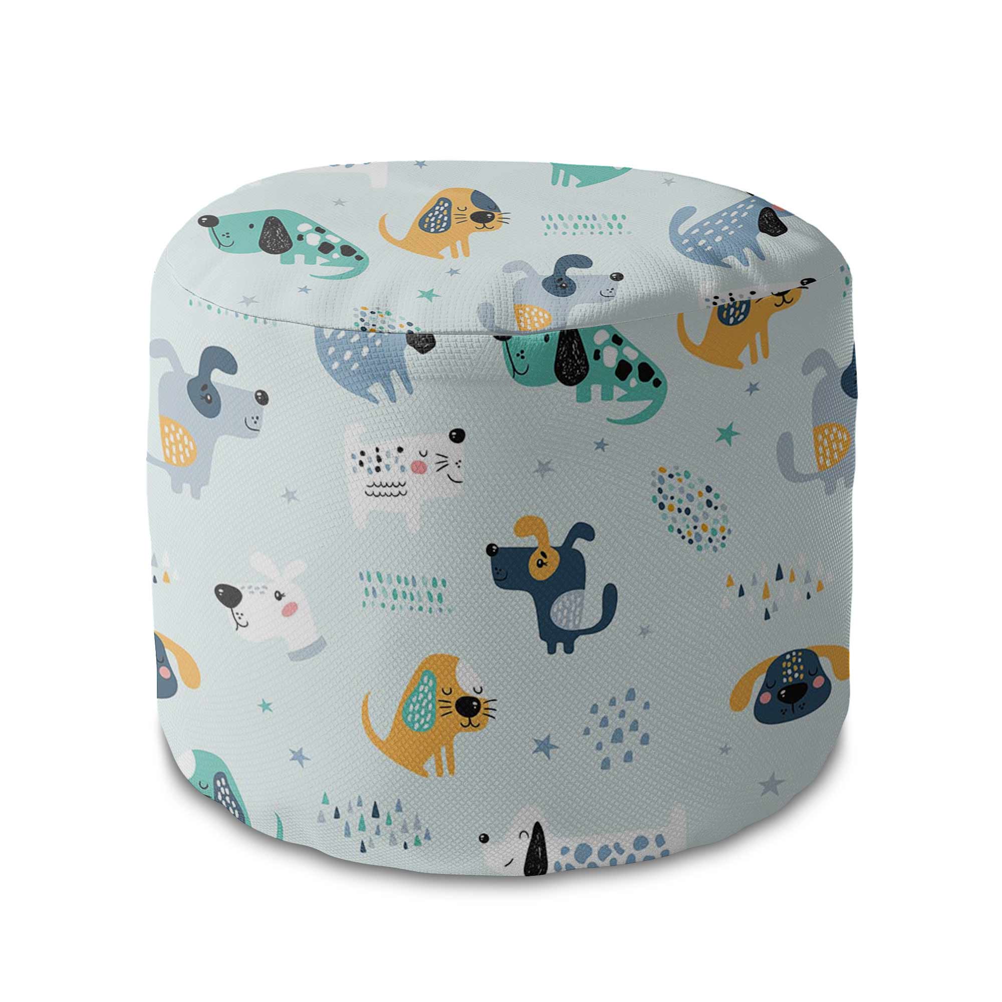 Runder Hocker Fußstütze Cartoon Colorful Dogs-Velvet