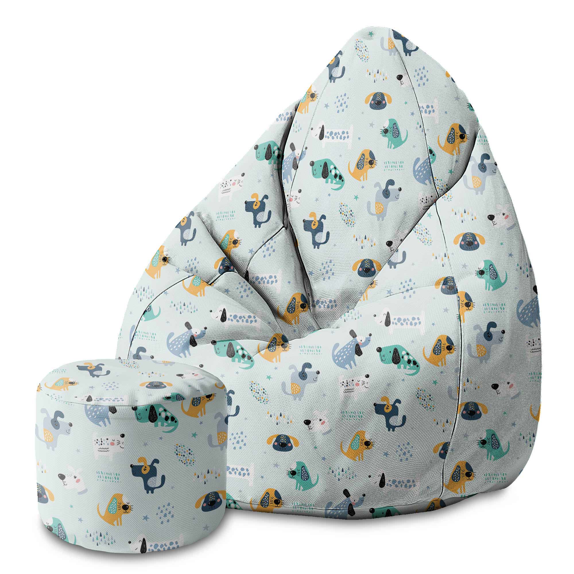 Runder Hocker Fußstütze Cartoon Colorful Dogs-Velvet