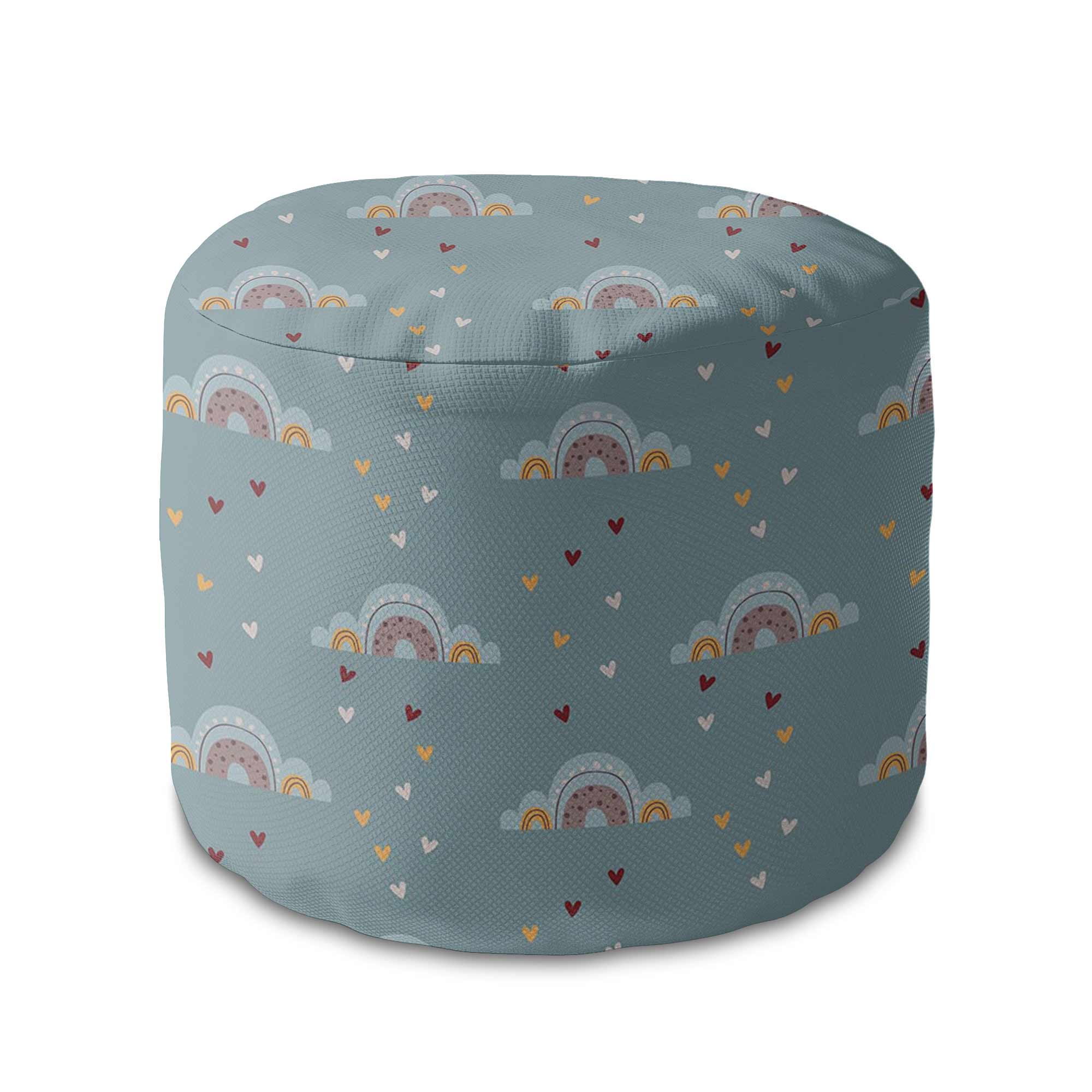 Runder Hocker Fußstütze Rainbow and Hearts-Velvet