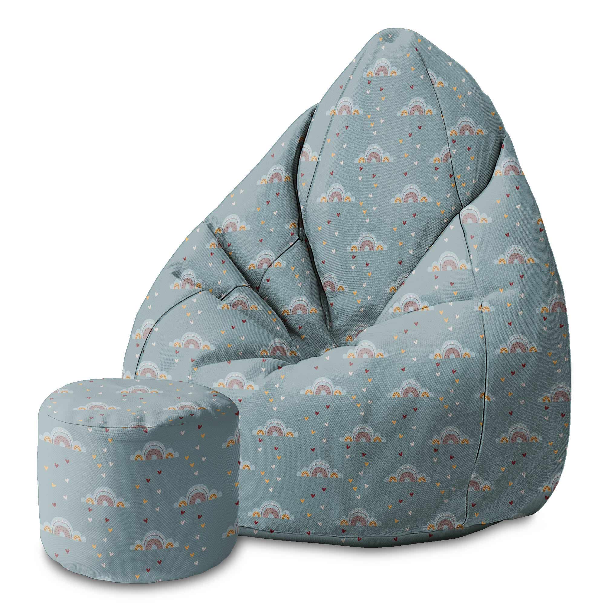 Runder Hocker Fußstütze Rainbow and Hearts-Velvet