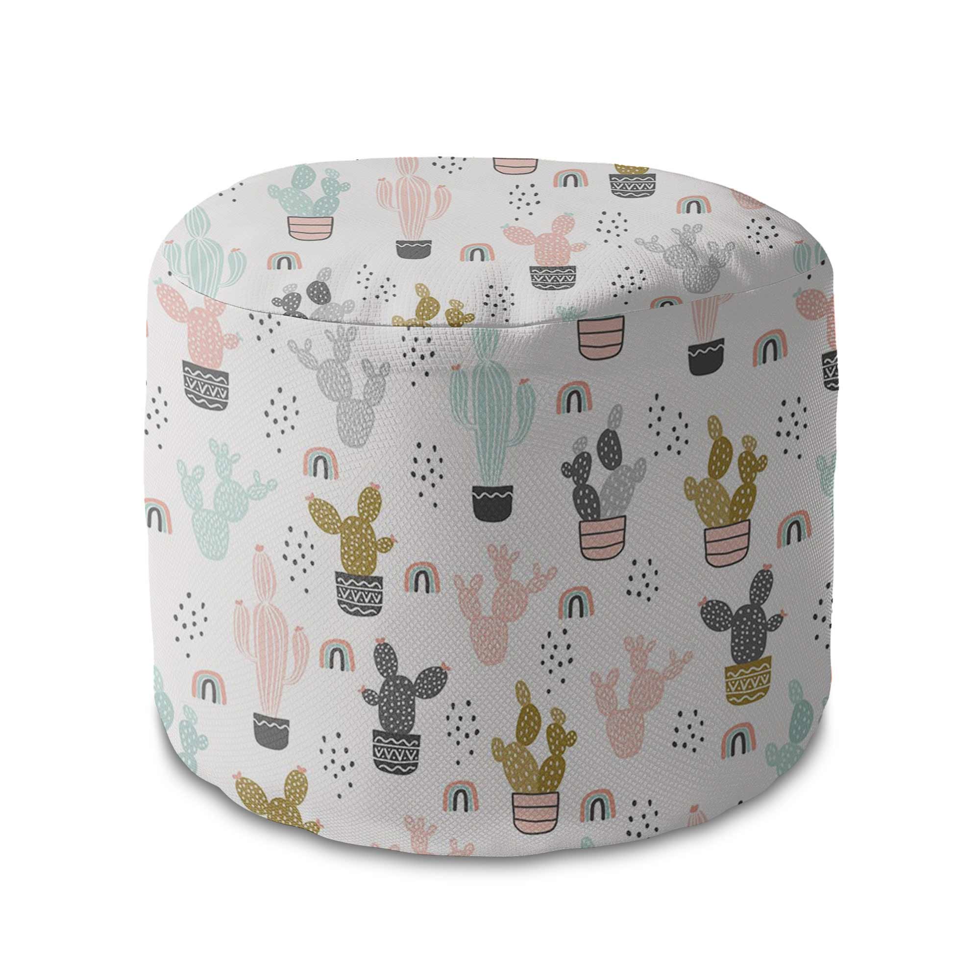 Runder Pouf Fußhocker Colorful Cactus