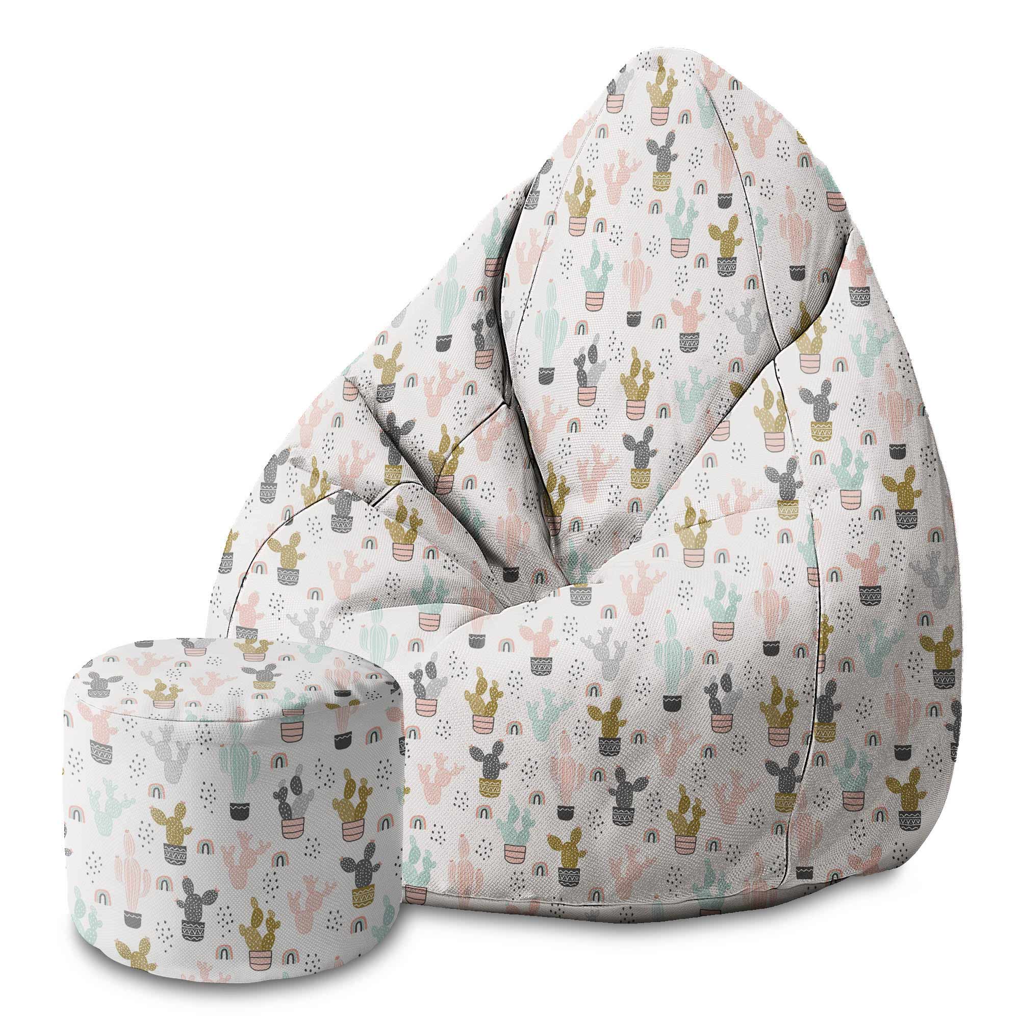 Runder Pouf Fußhocker Colorful Cactus-Oxford