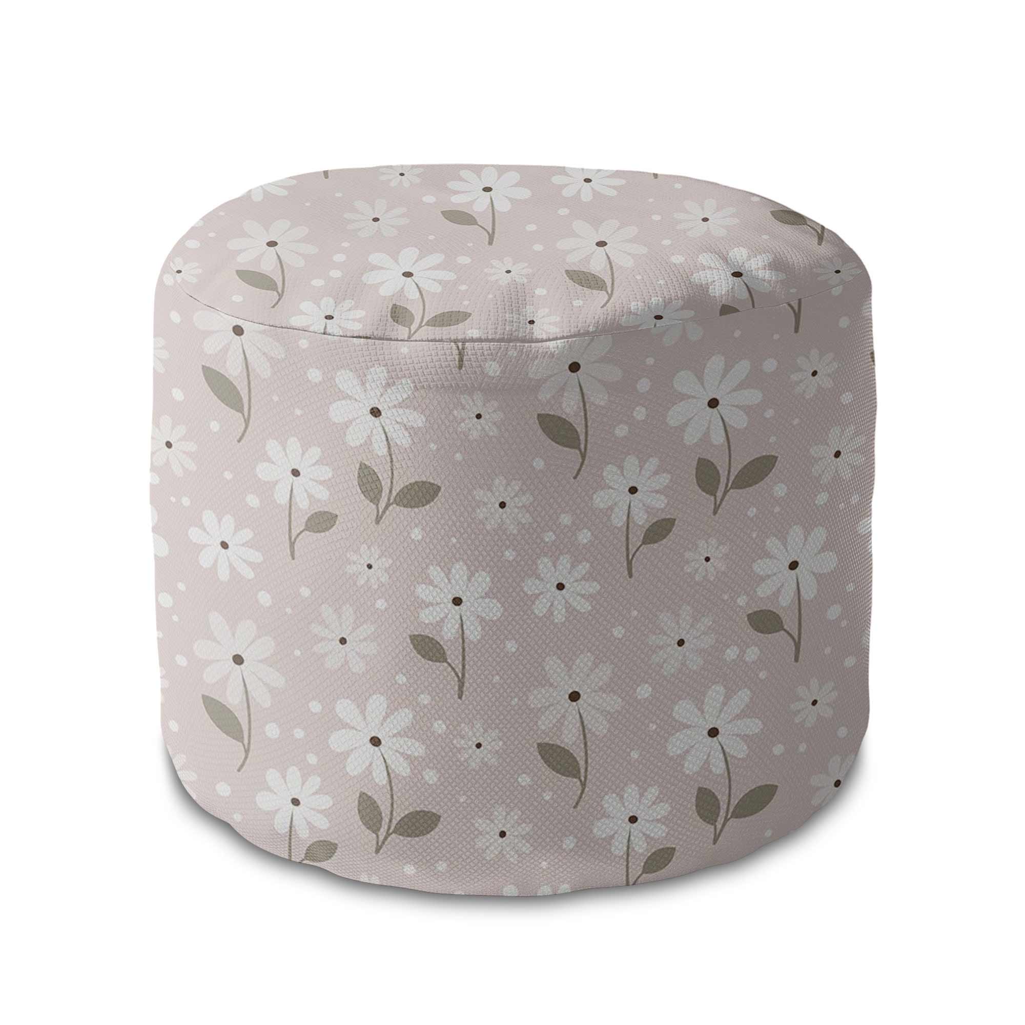 Runder Pouf Fußhocker Light Flowers