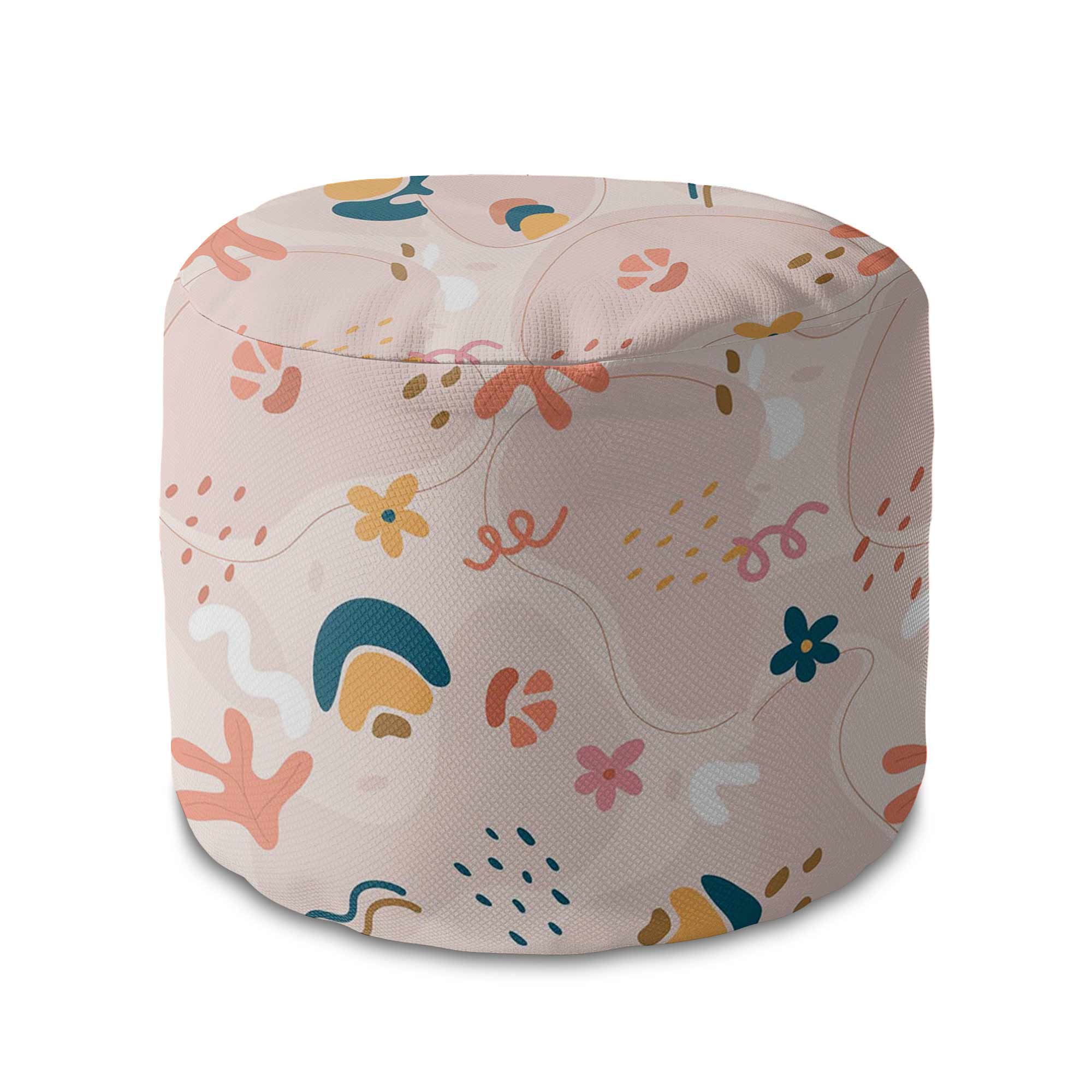 Runder Pouf Fußhocker Cheerful Abstract