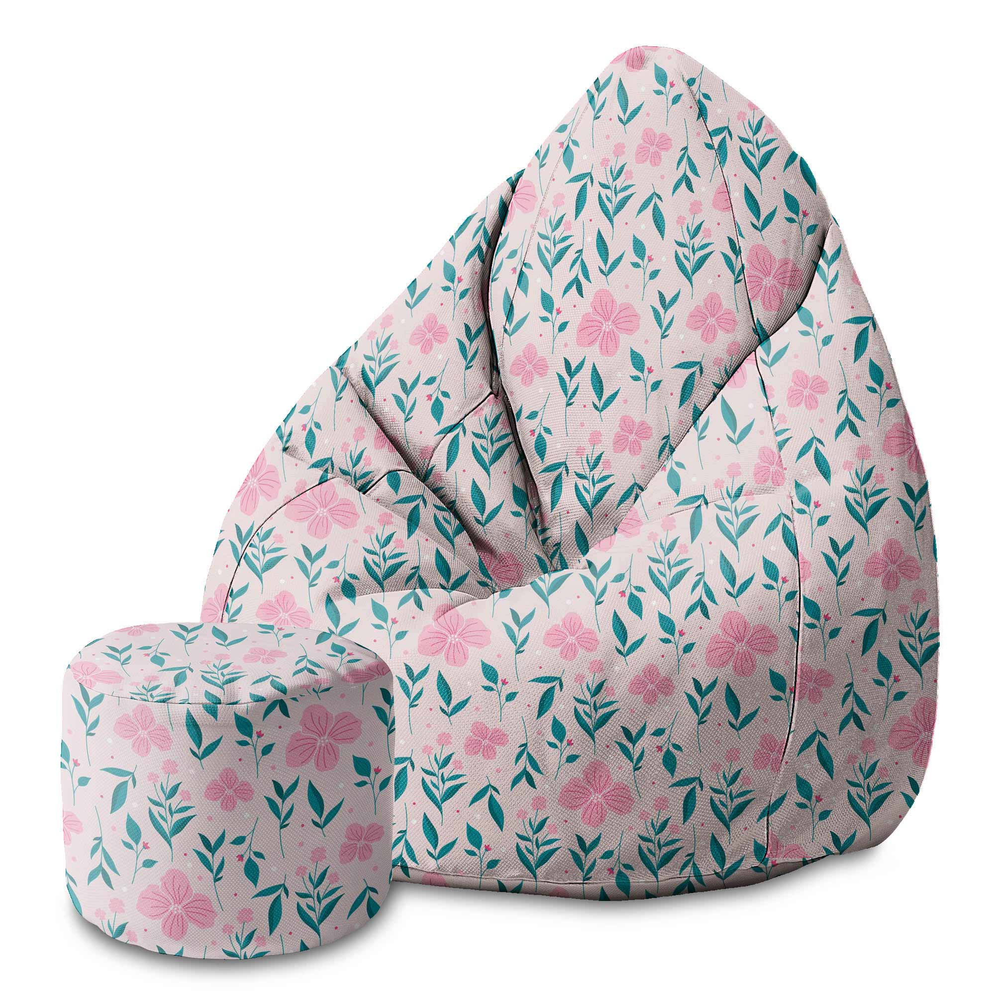 Runder Pouf Fußhocker Delicate Pink Flowers