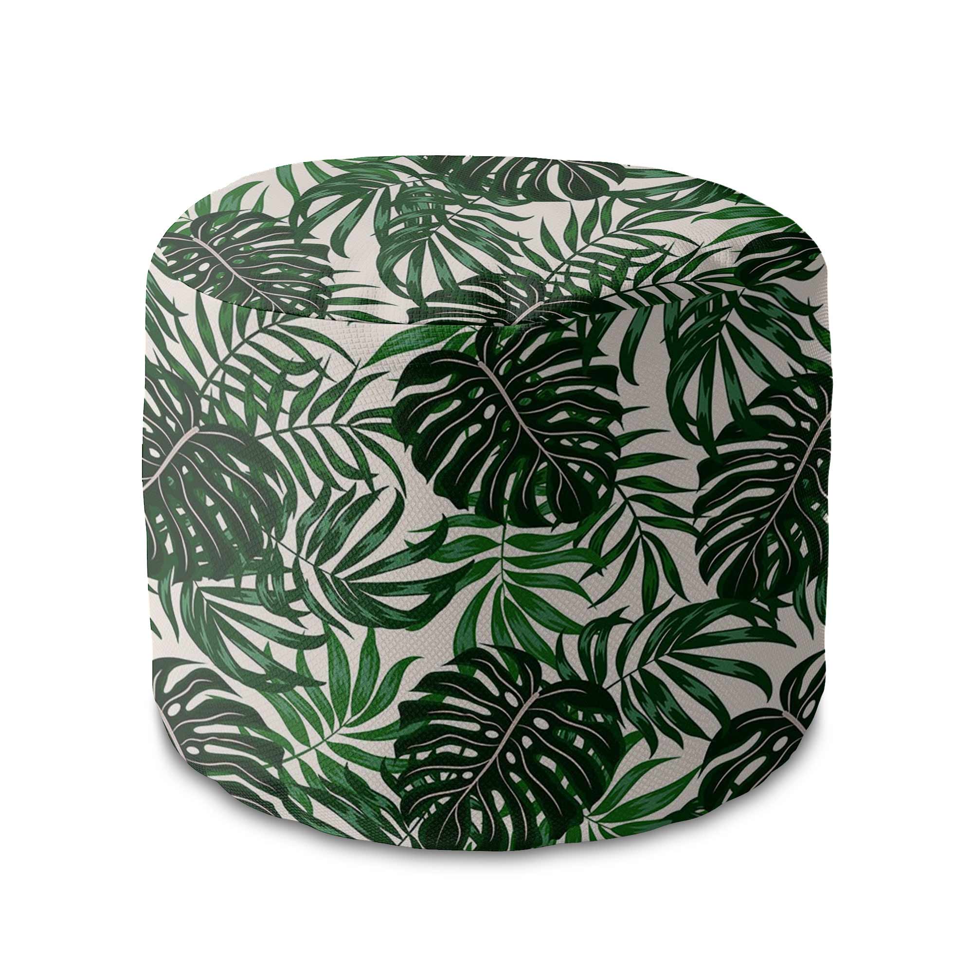 Runder Pouf Fußhocker Tropical Leaves Pattern