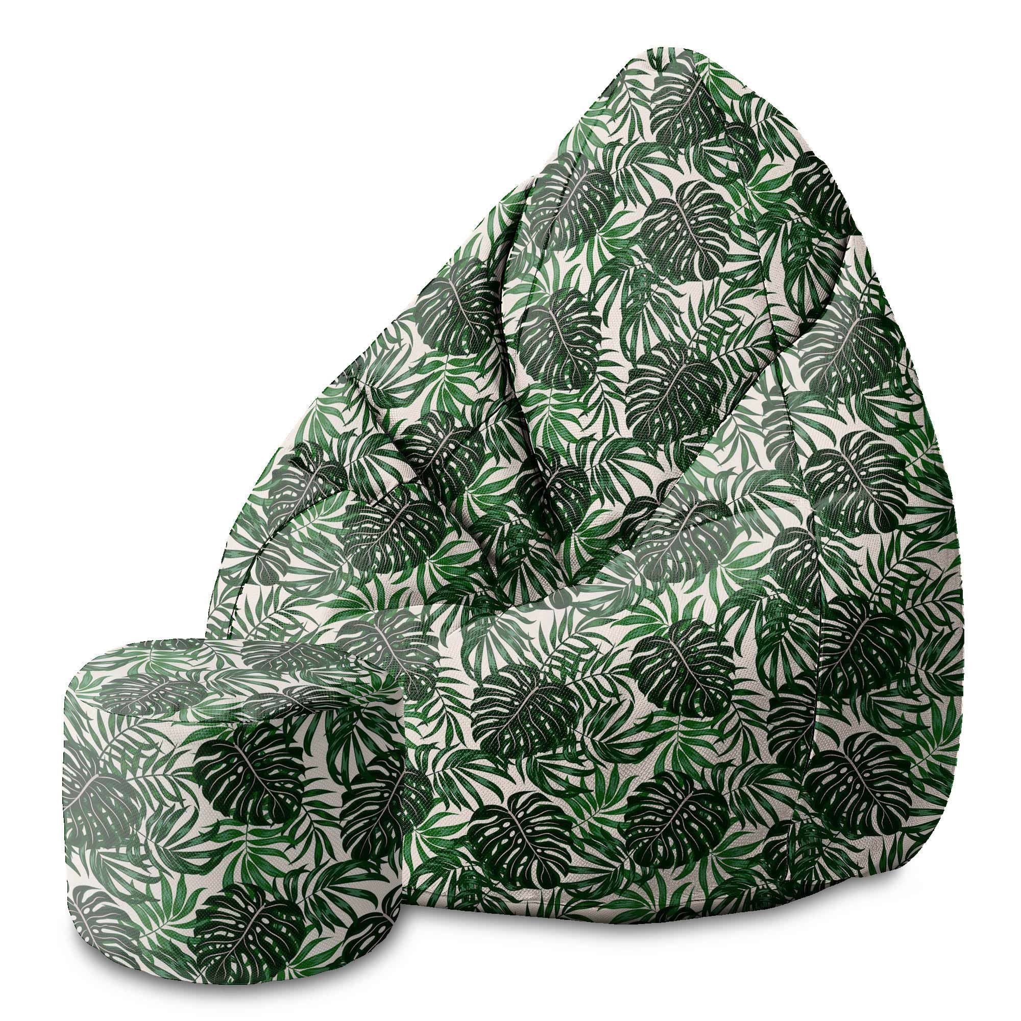 Runder Pouf Fußhocker Tropical Leaves Pattern