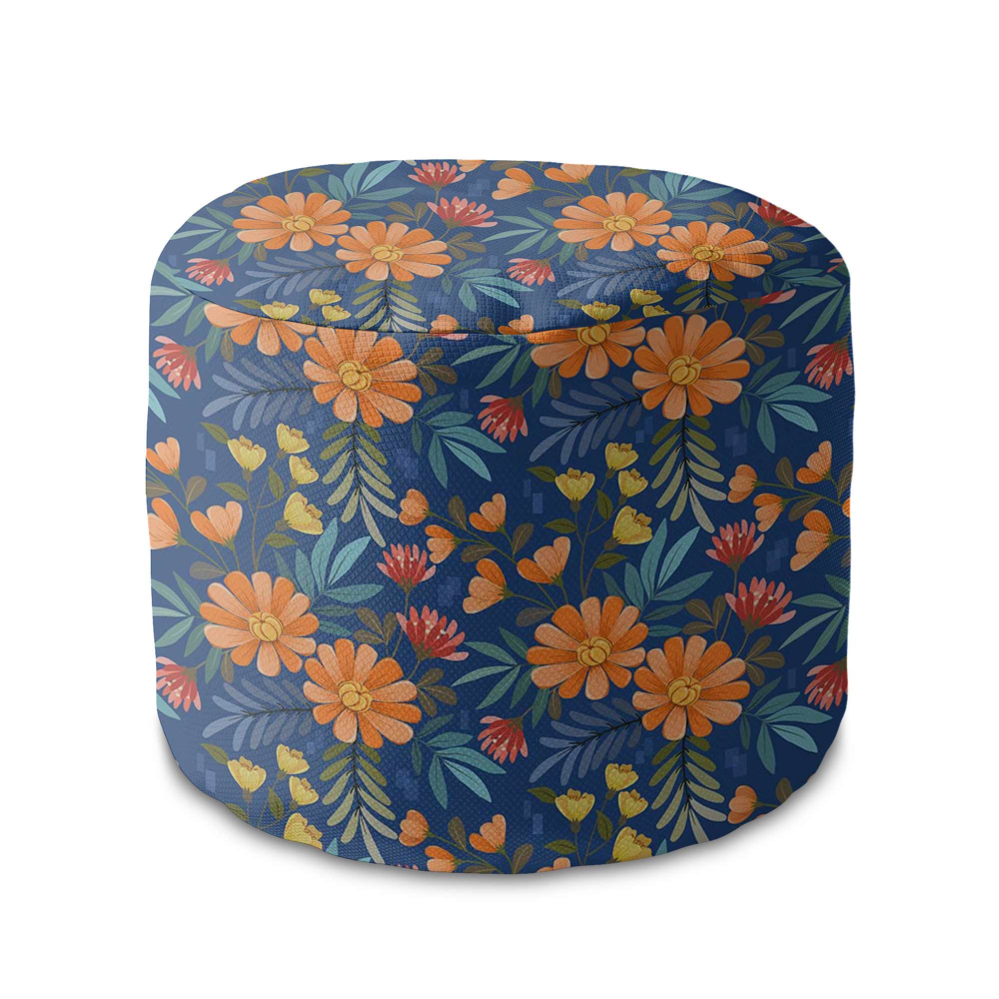 Runder Pouf Fußhocker Flower Bloom