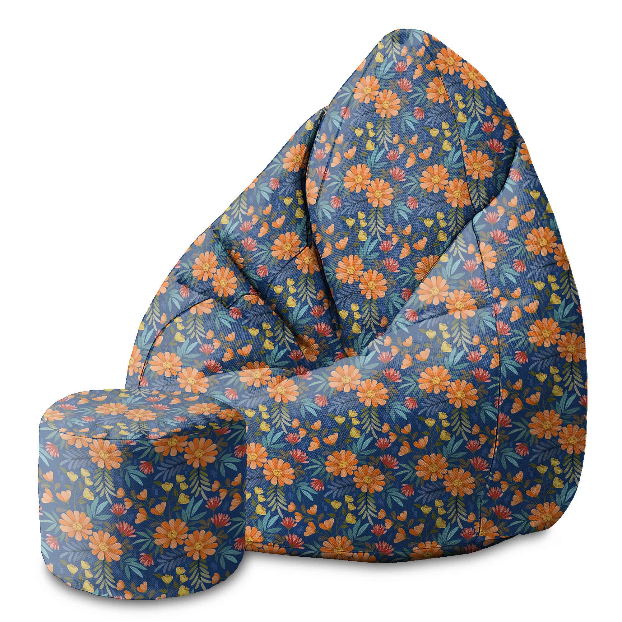 Runder Pouf Fußhocker Flower Bloom