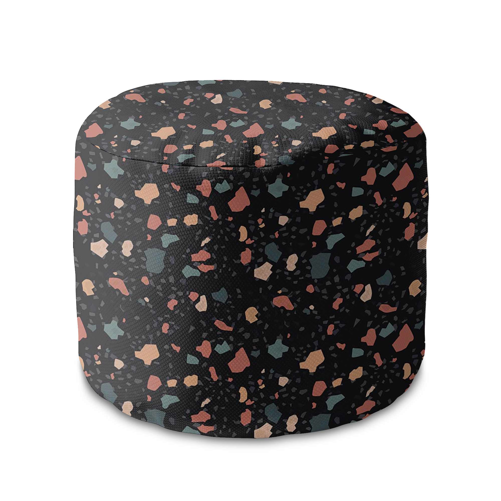 Runder Pouf Fußhocker Dark Terrazzo