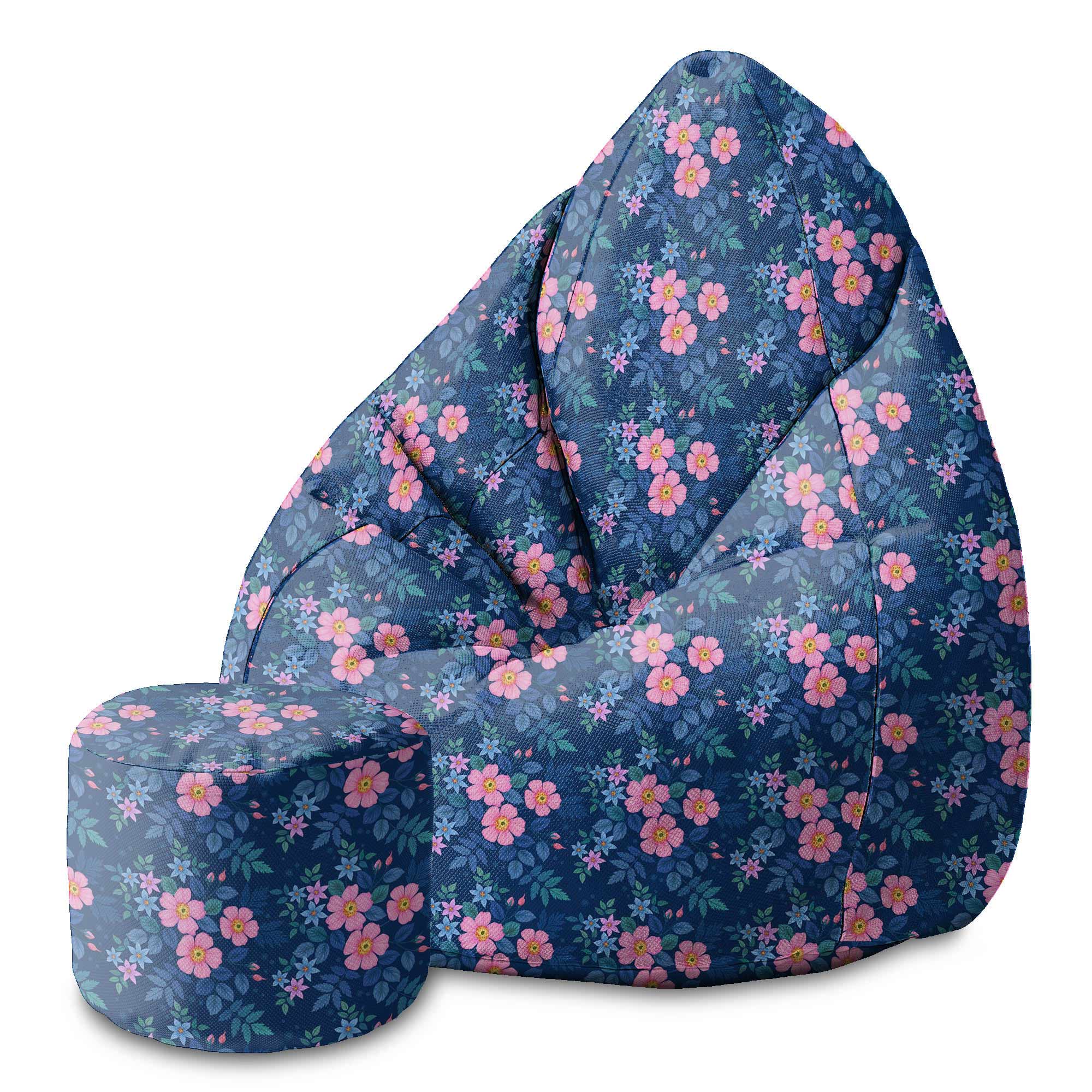Runder Pouf Fußhocker Fresh Rose-Oxford