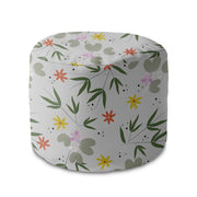 Round Pouf Footstool Flower Doodling