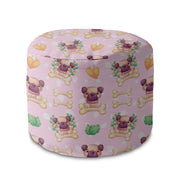 Round Pouf Footstool Happy Small Dogs-Oxford