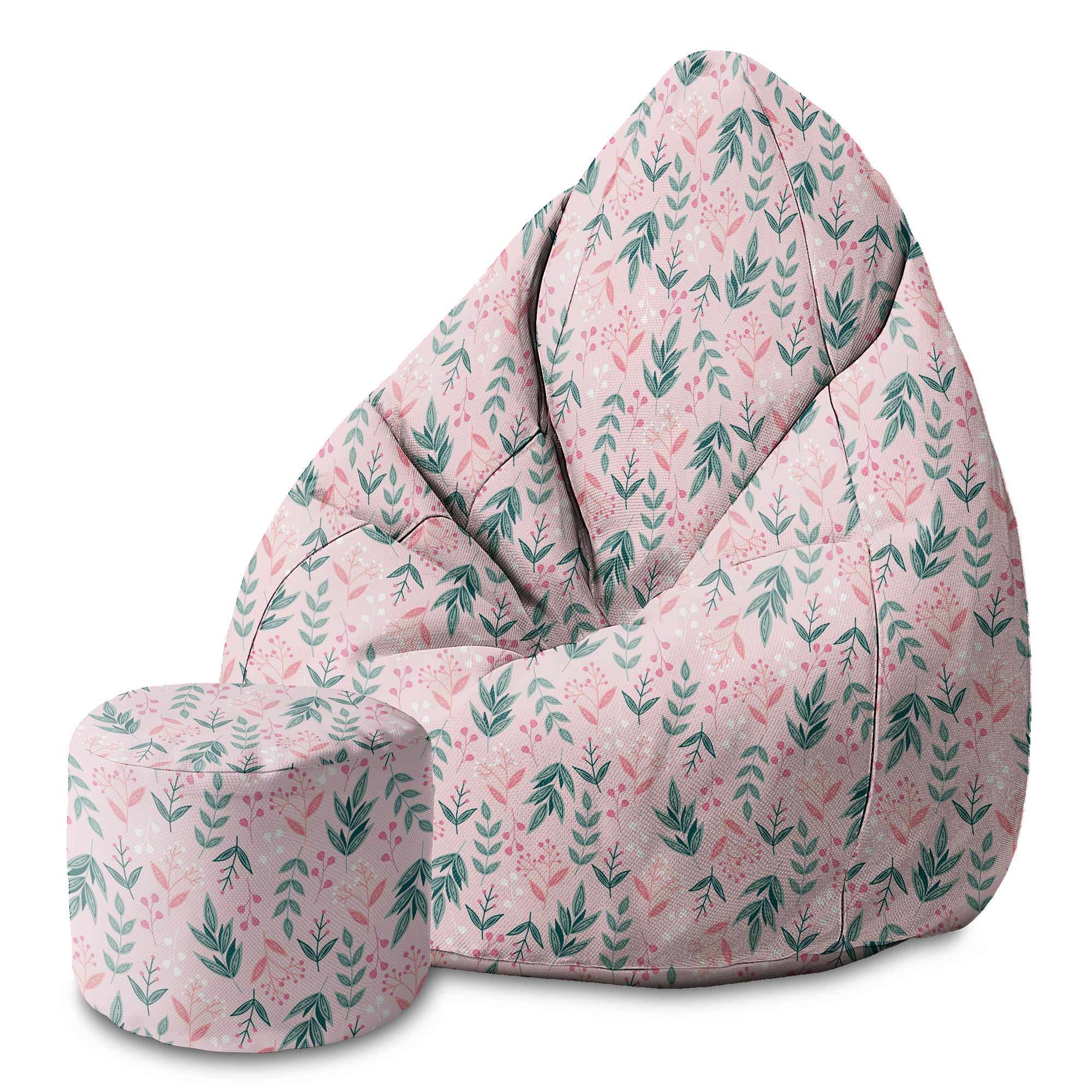 Runder Hocker Fußstütze Sweet Leaves Pattern-Velvet