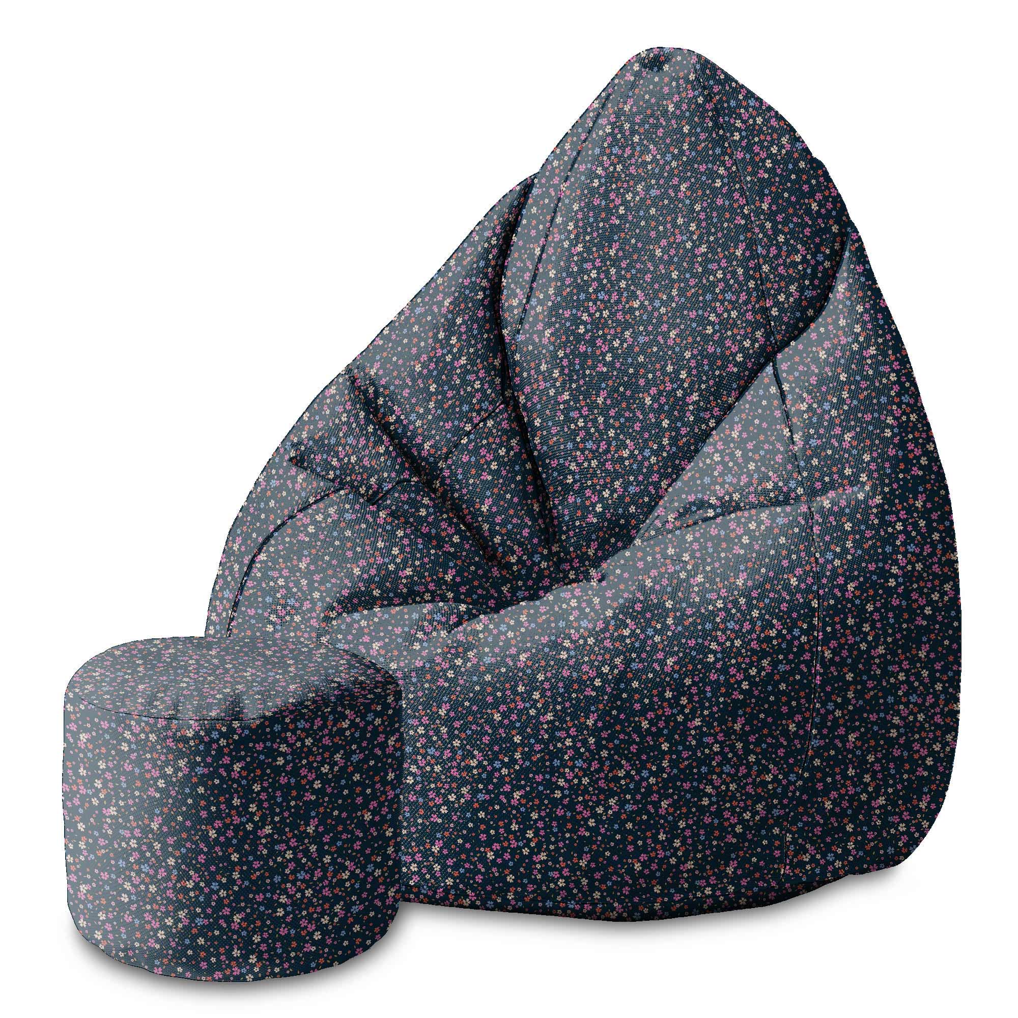 Runder Hocker Fußstütze Ditsy Floral-Velvet