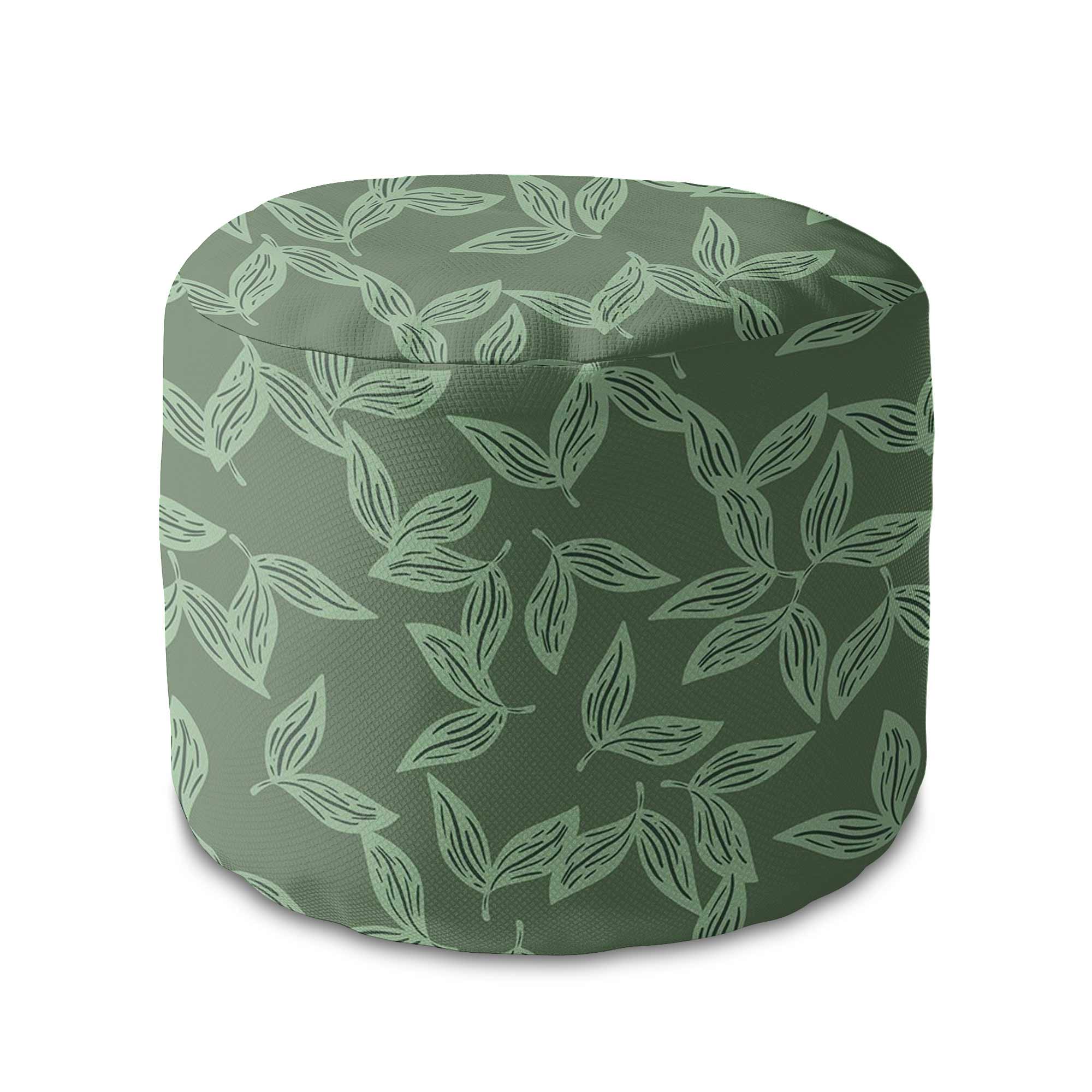 Runder Hocker Fußstütze Herbal Leaves Pattern-Velvet