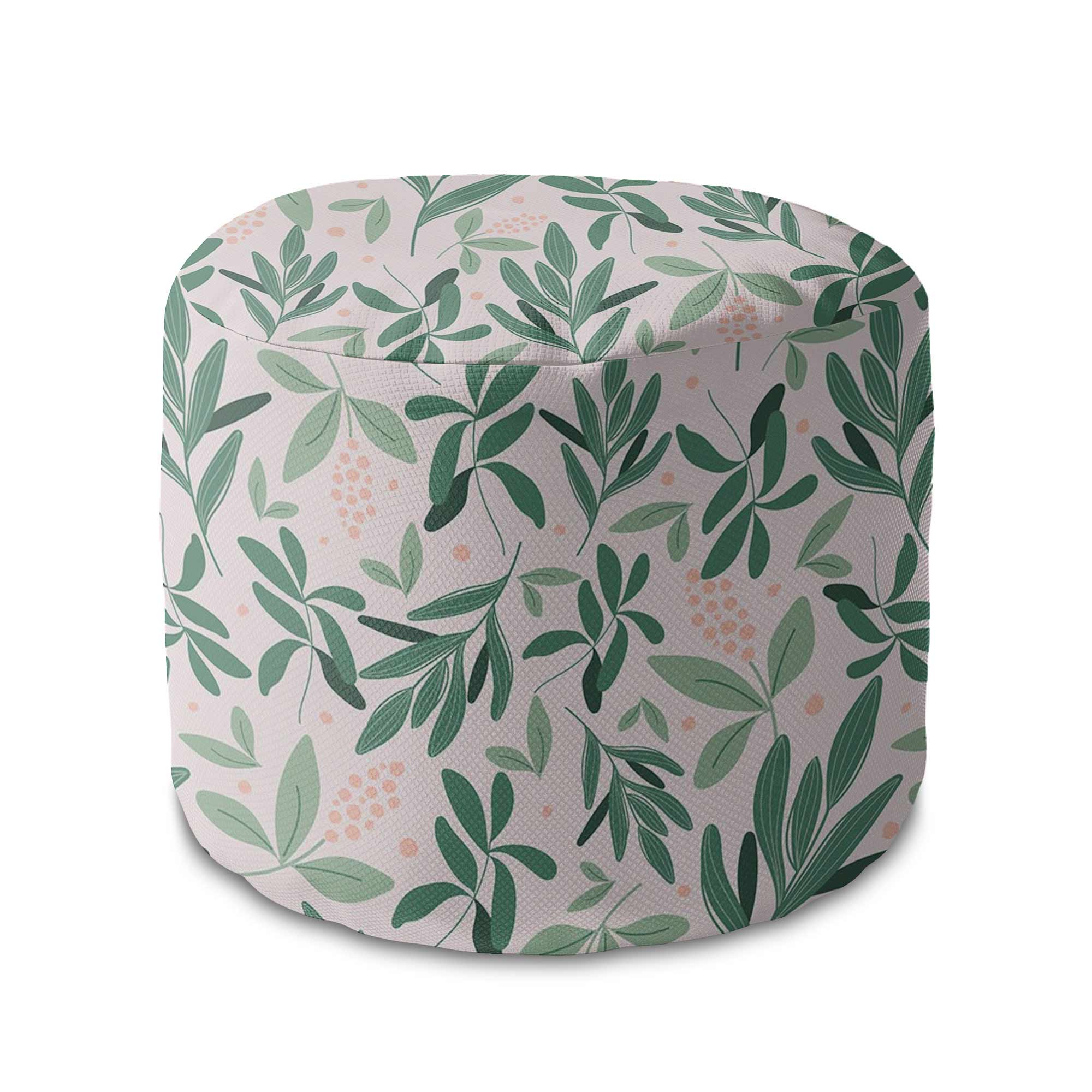 Runder Hocker Fußstütze Olive Leaves on Pink