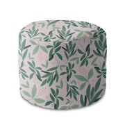 Runder Hocker Fußstütze Olive Leaves on Pink-Velvet