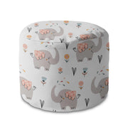 Runder Hocker Fußstütze Happy Elephant-Velvet
